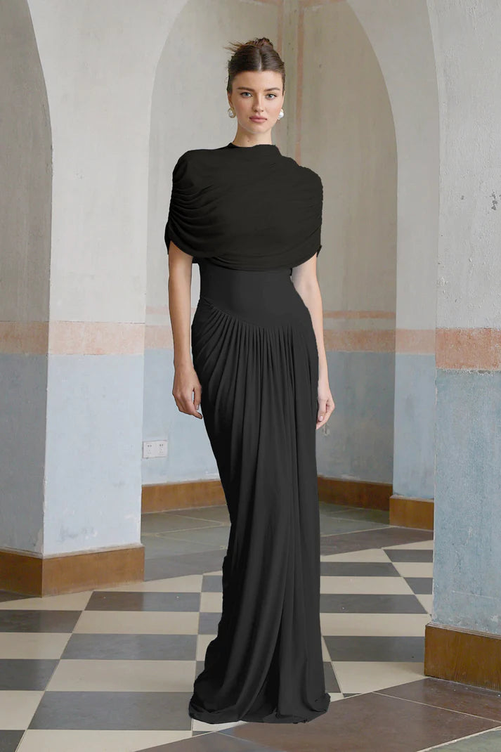 Catherine asymmetrical pleated maxi dress