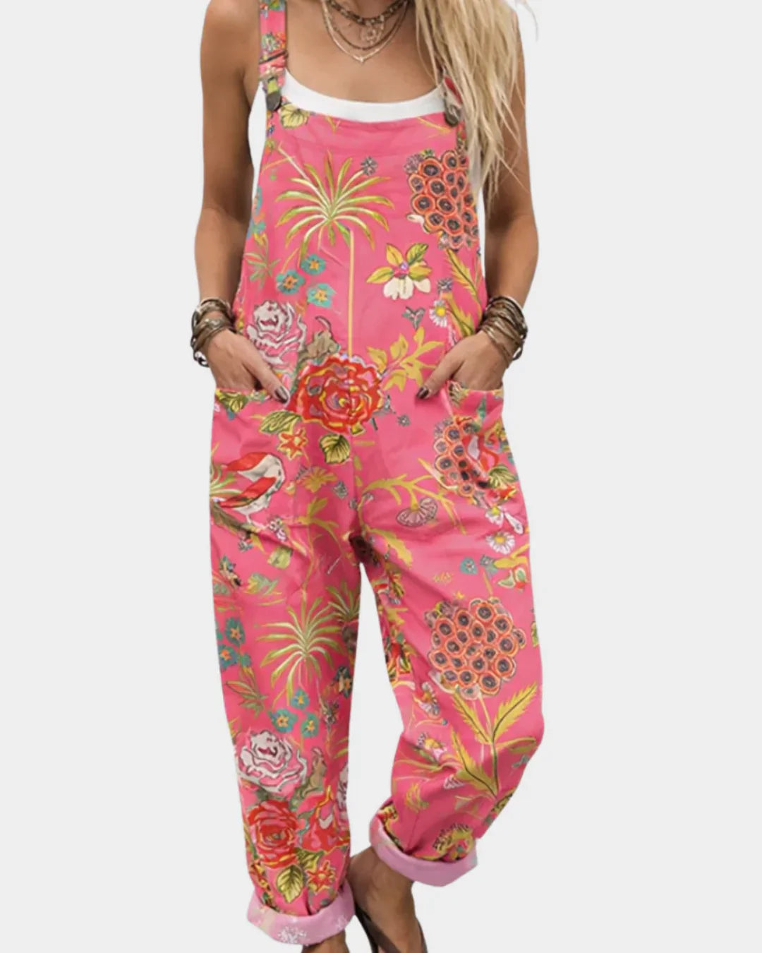Delphine | Comfortable Printed Dungarees