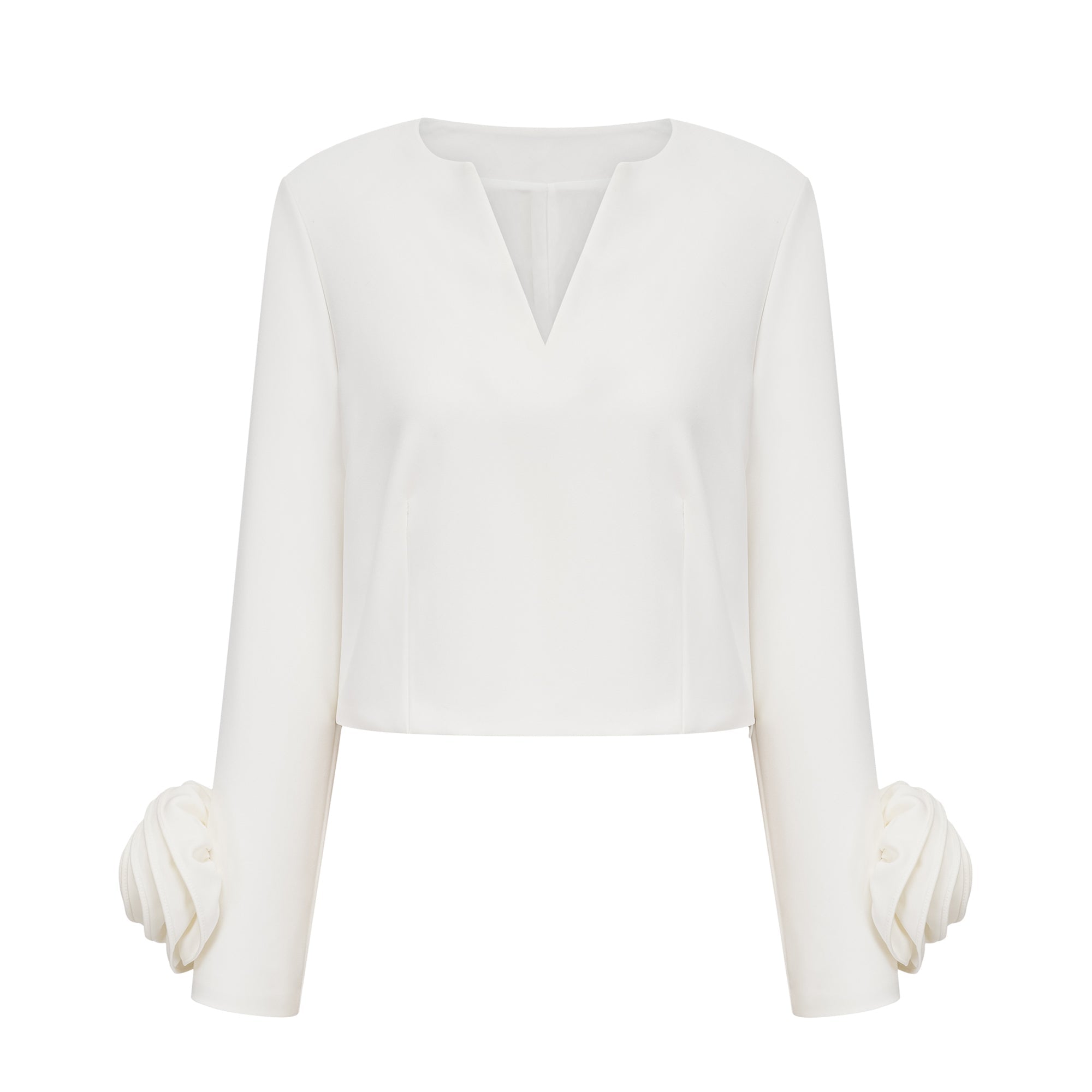Hilaire white 3d-petal top & skirt matching set
