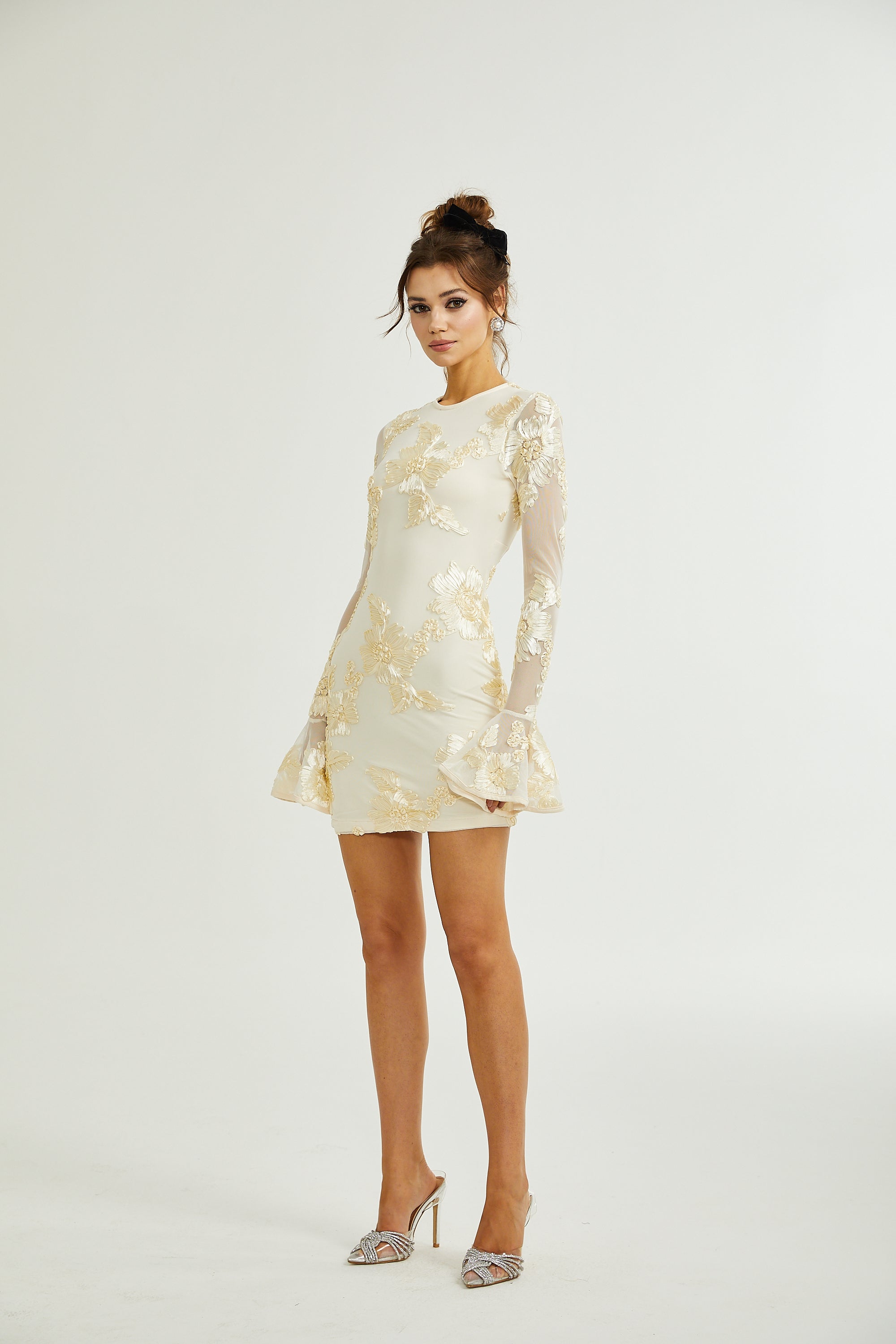 Nalini floral-embroidered open-back dress