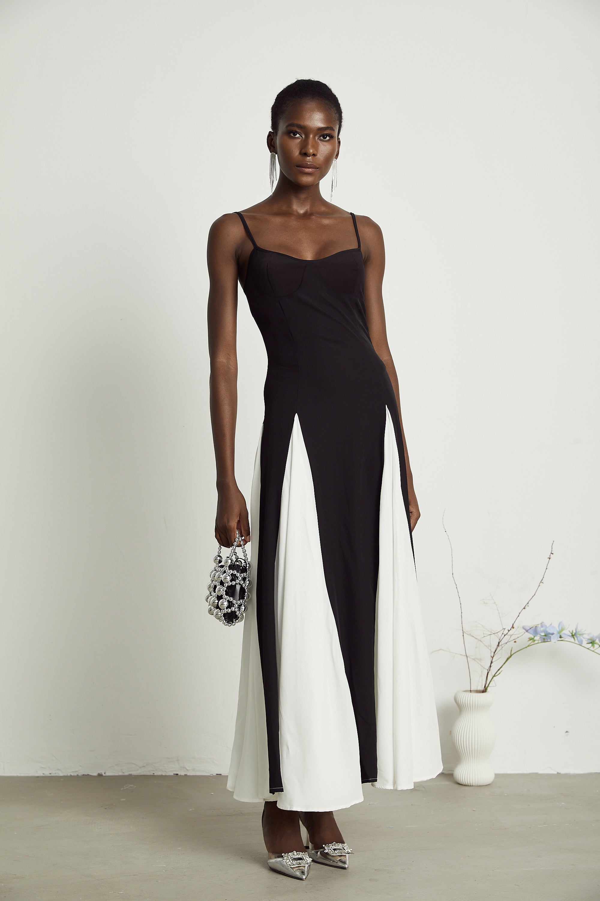 Sofie Two Tone Pleated Maxi Dress