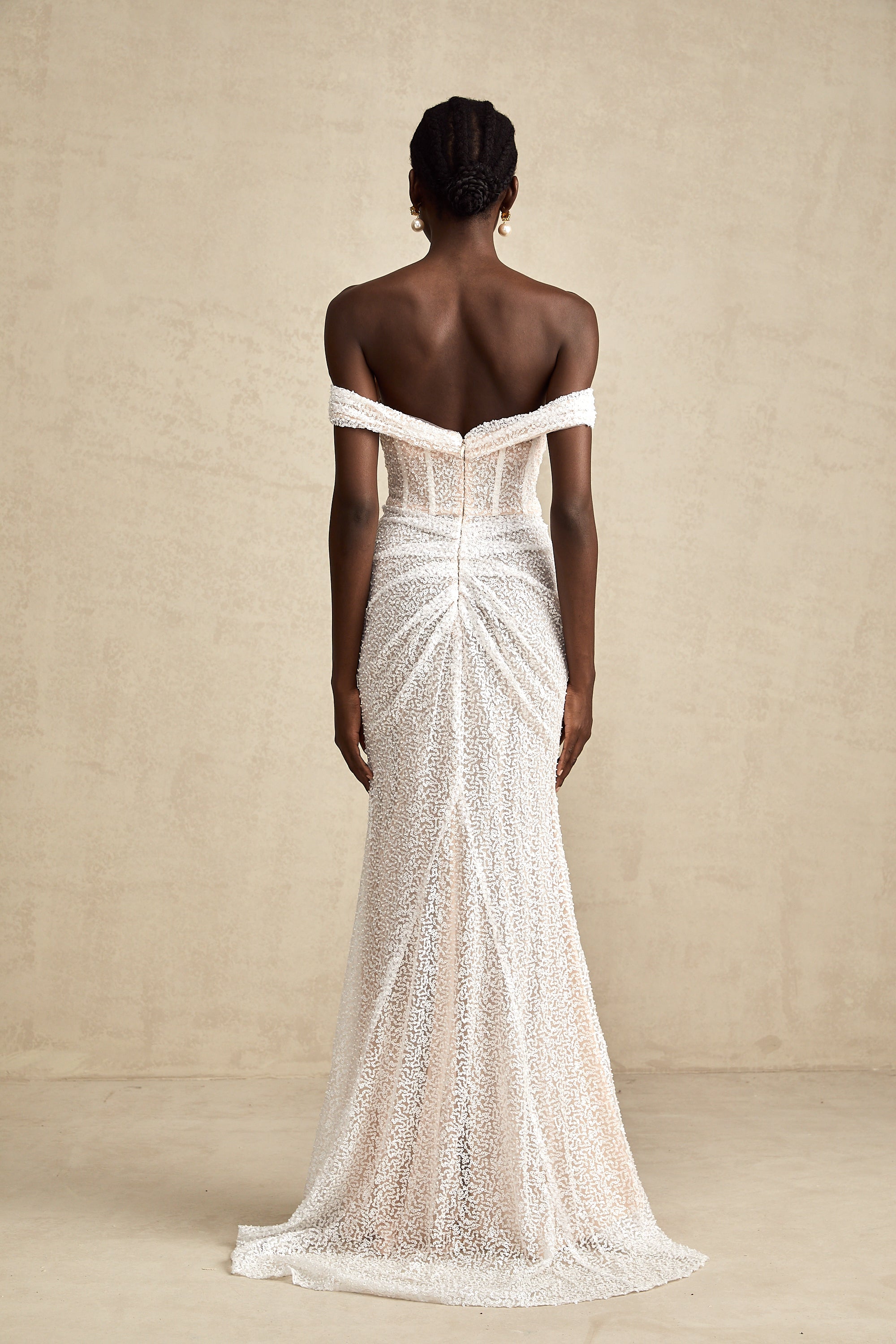 Margot white embellished off-shoulder maxi dress