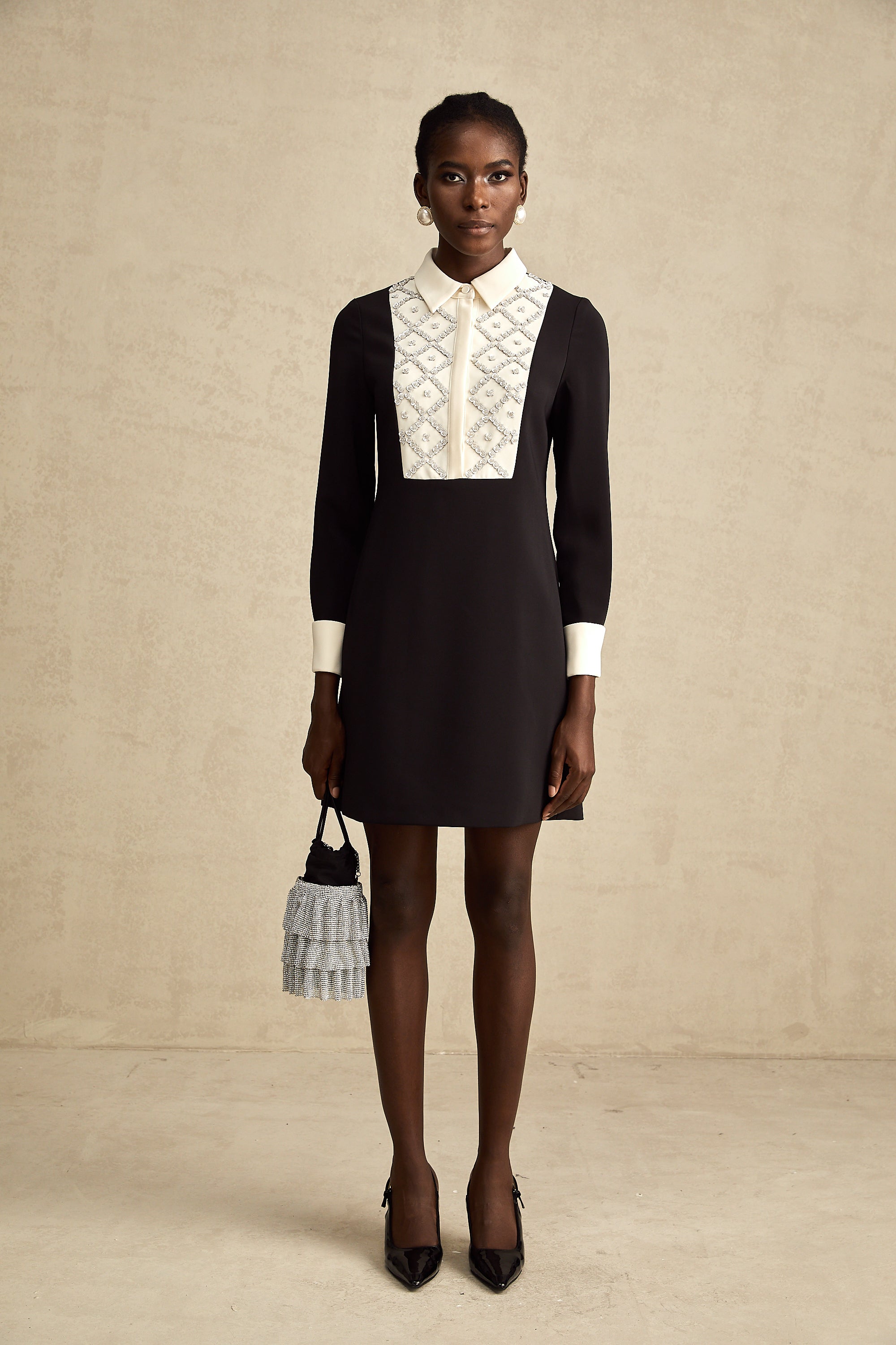 Esmée Two Tone Embellished Mini Dress
