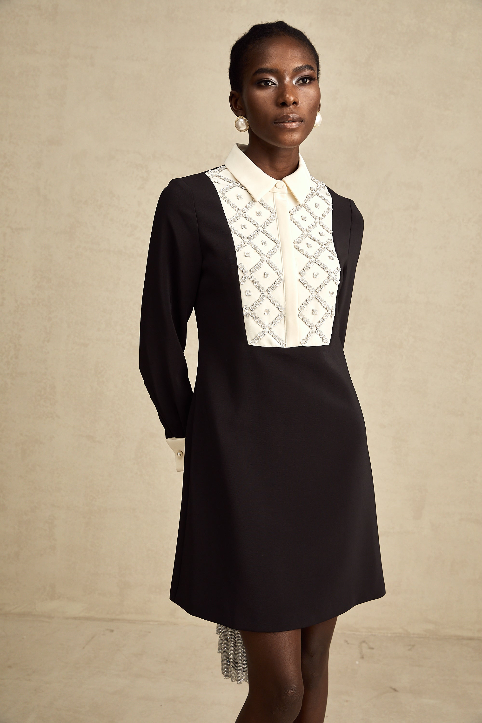 Esmée Two Tone Embellished Mini Dress