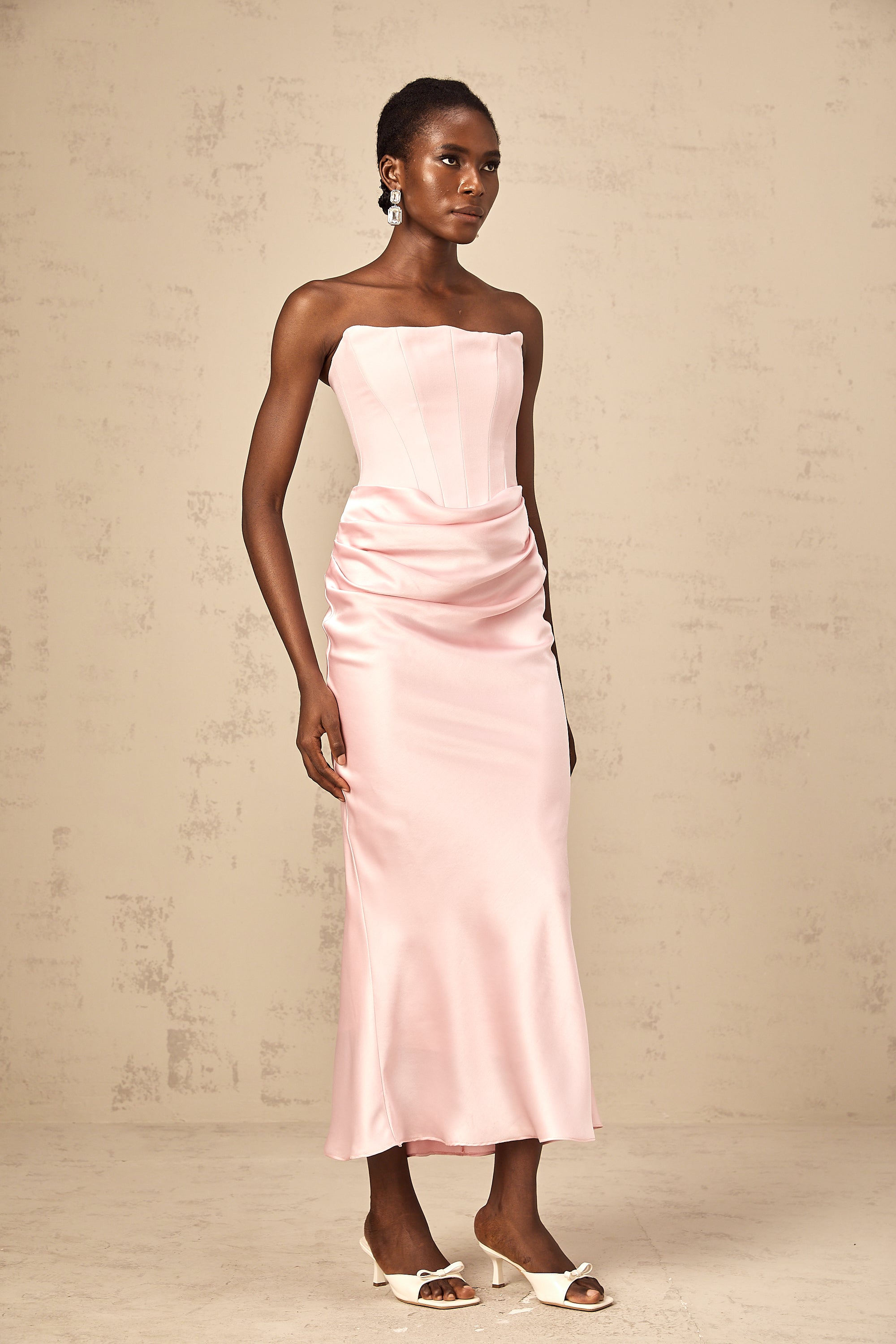 Aurore Pink Off-Shoulder Maxi Dress