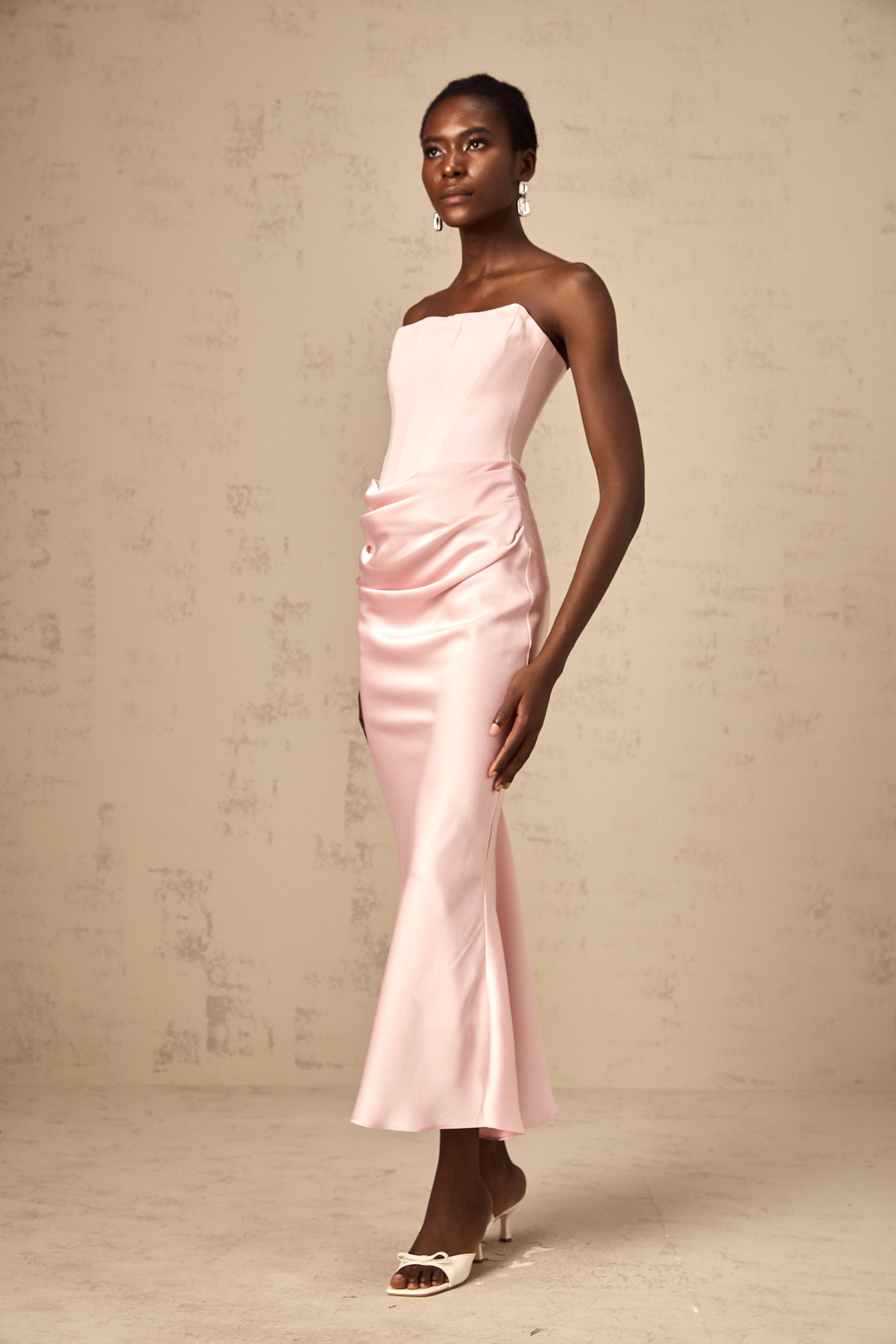 Aurore Pink Off-Shoulder Maxi Dress