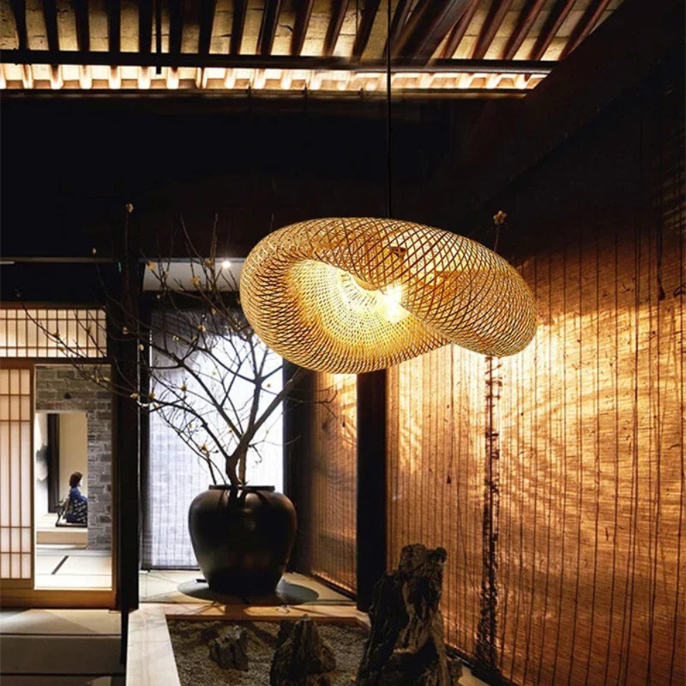 Woven Pendant Light | Handwoven Ceiling Fixture for Home Decor