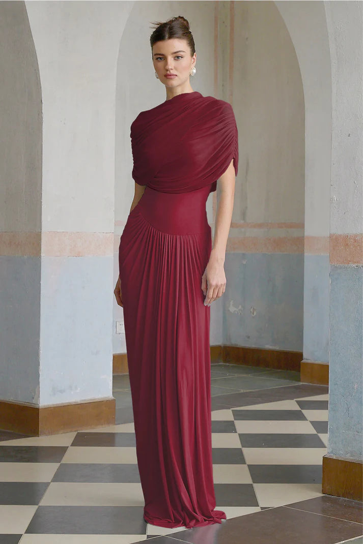 Catherine asymmetrical pleated maxi dress