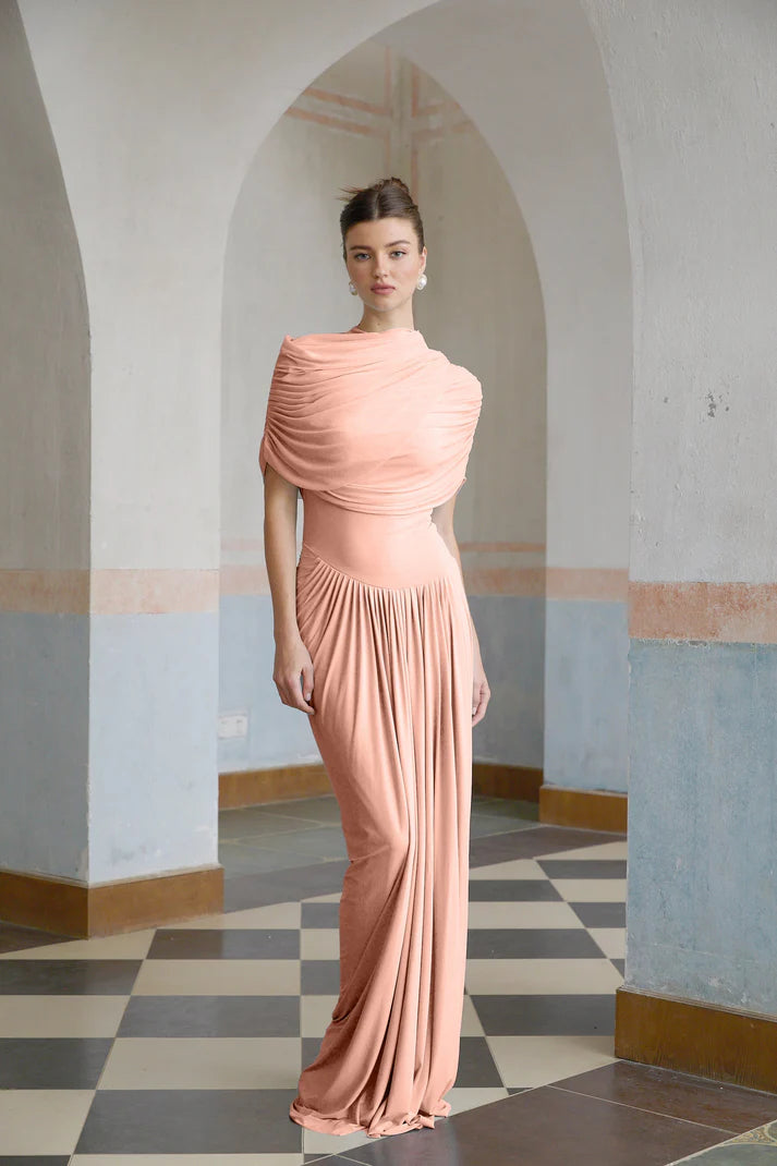 Catherine asymmetrical pleated maxi dress