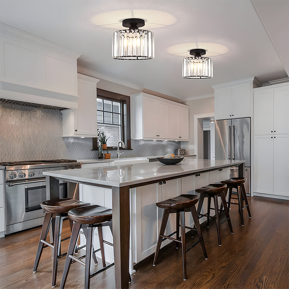 Ceiling Light | Crystal Flush Round Glass Design