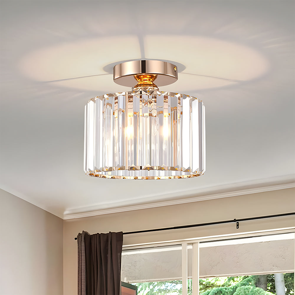 Ceiling Light | Crystal Flush Round Glass Design