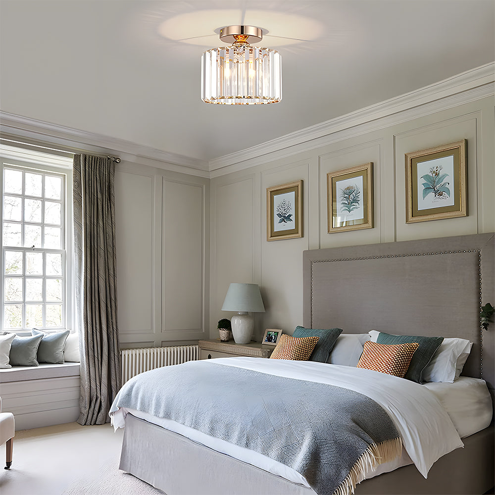 Ceiling Light | Crystal Flush Round Glass Design