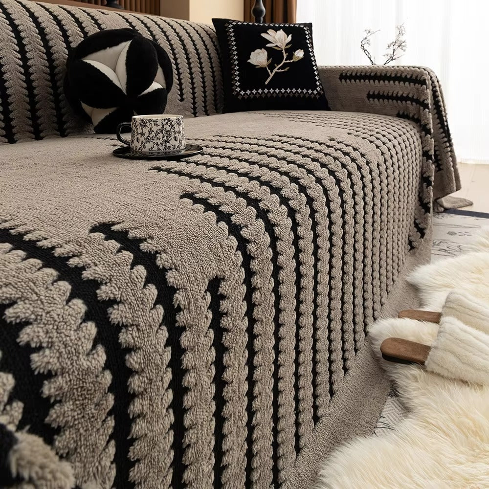 Living Room Plush Sofa Cover | Vintage Tufted Slipcover