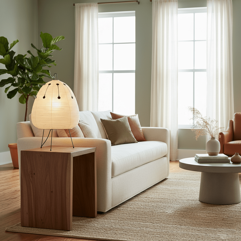 Table Lamp | Paper Shade Sculptural Table Light