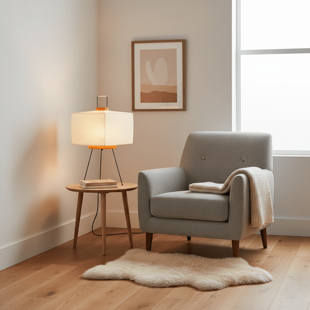 Table Lamp | Paper Shade Sculptural Table Light