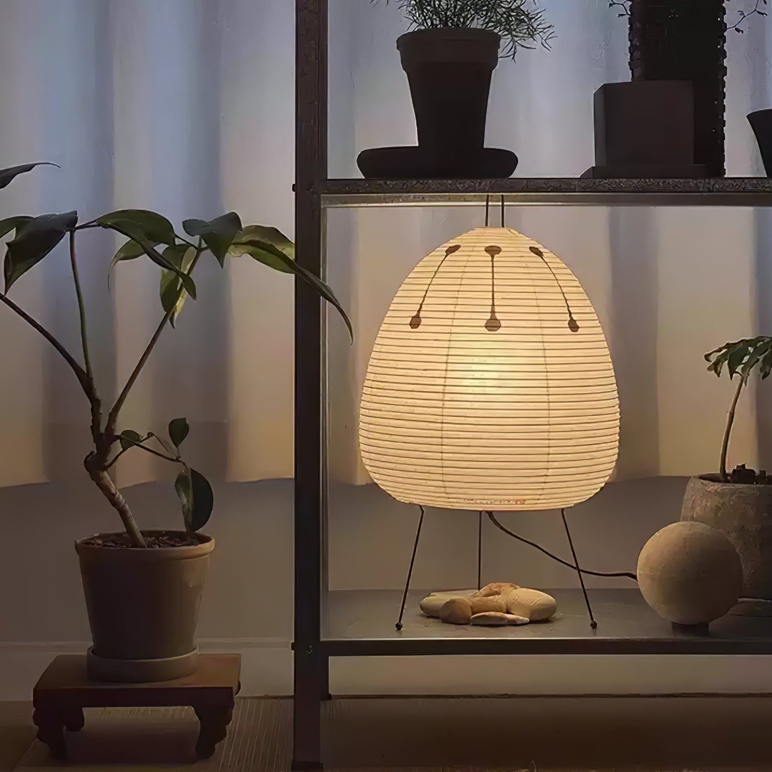 Table Lamp | Paper Shade Sculptural Table Light