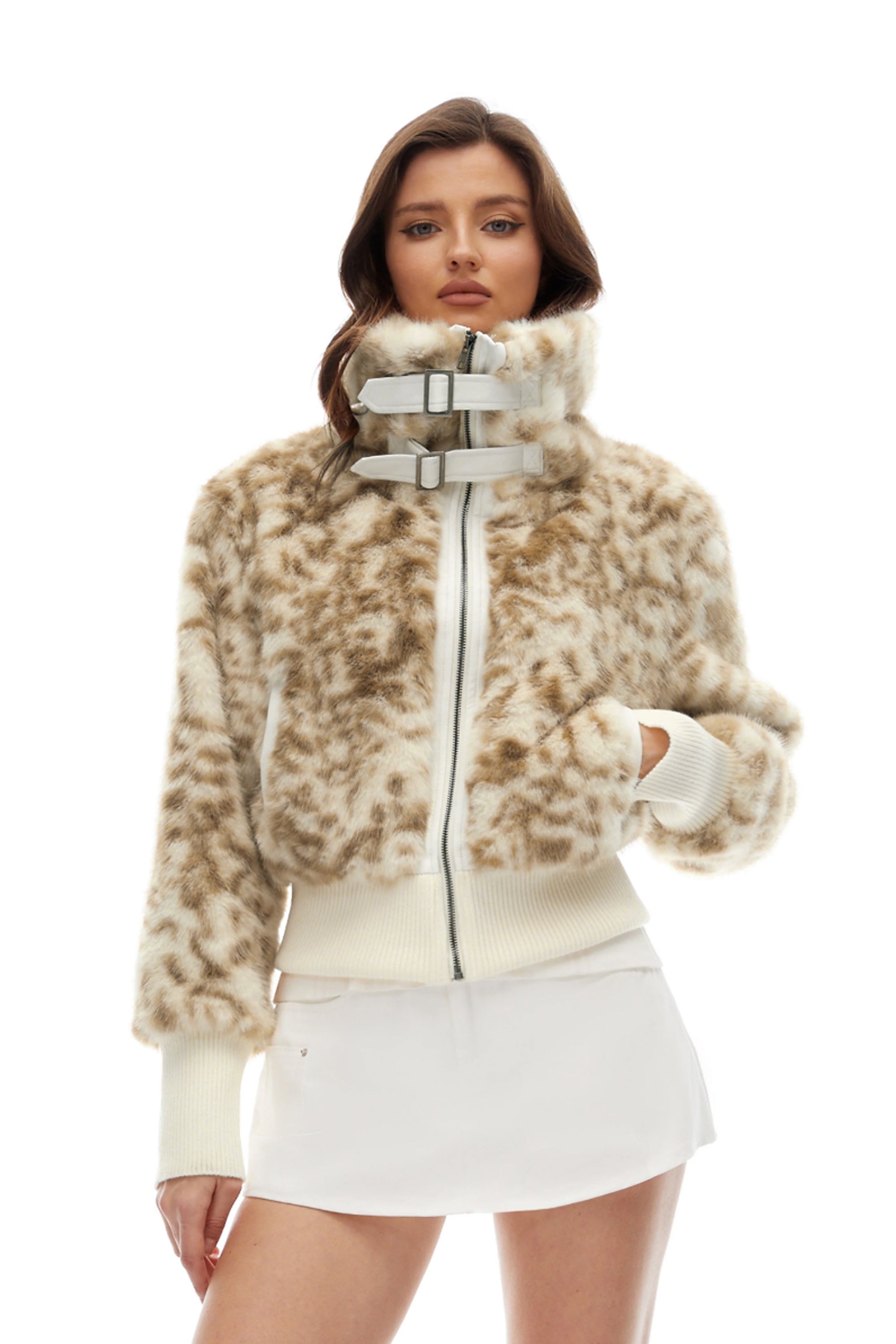 Amira Brown Ombré Print Fur Coat