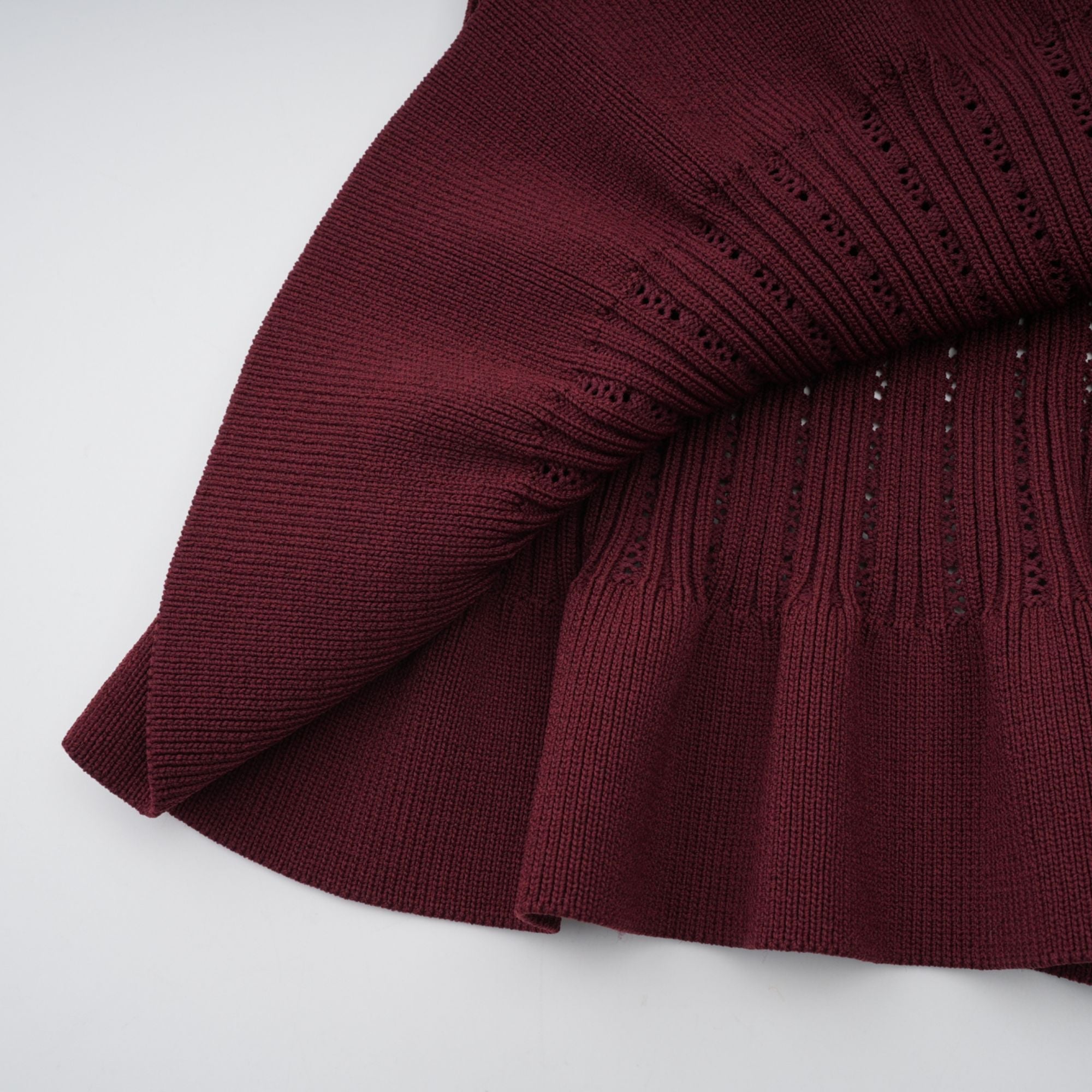 Corrine red ruffled knit top & skirt matching set