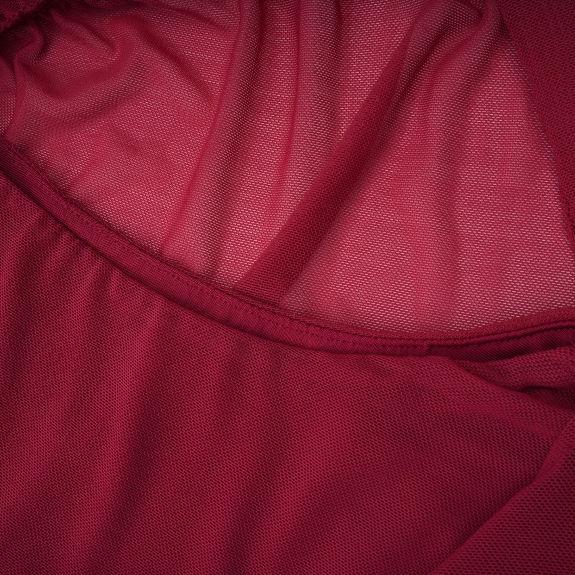 Sylphe Red Asymmetrical Ruched Mesh Maxi Dress
