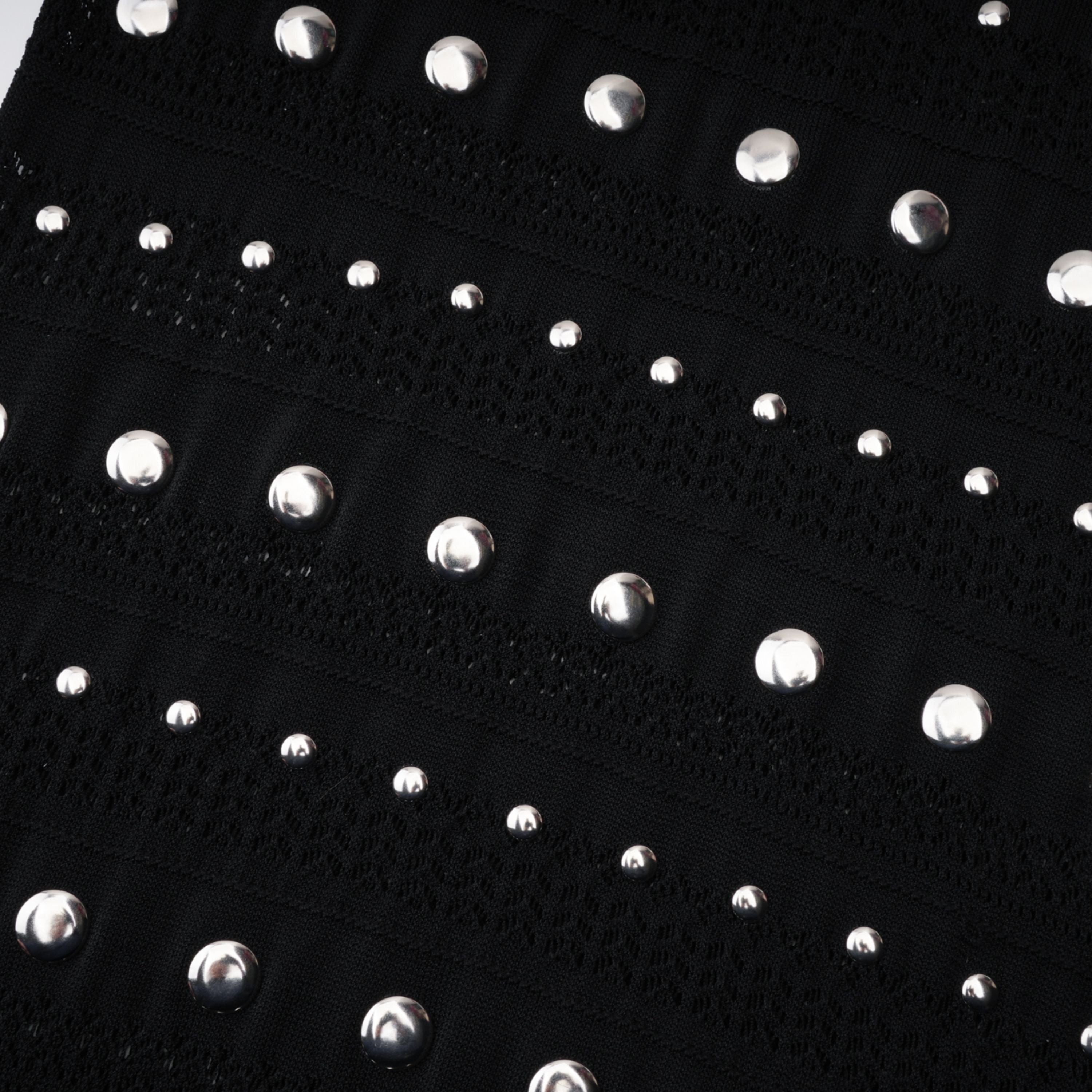 Chloé Black Long Sleeve Studded Crochet Knit Midi dress