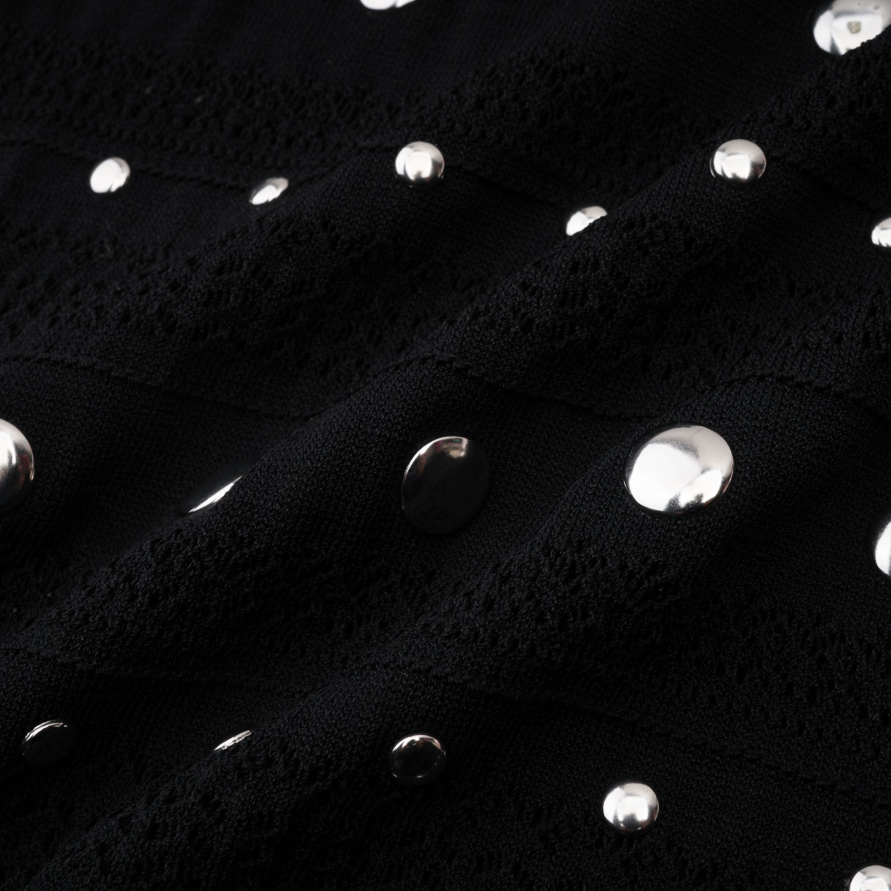 Chloé Black Long Sleeve Studded Crochet Knit Midi dress