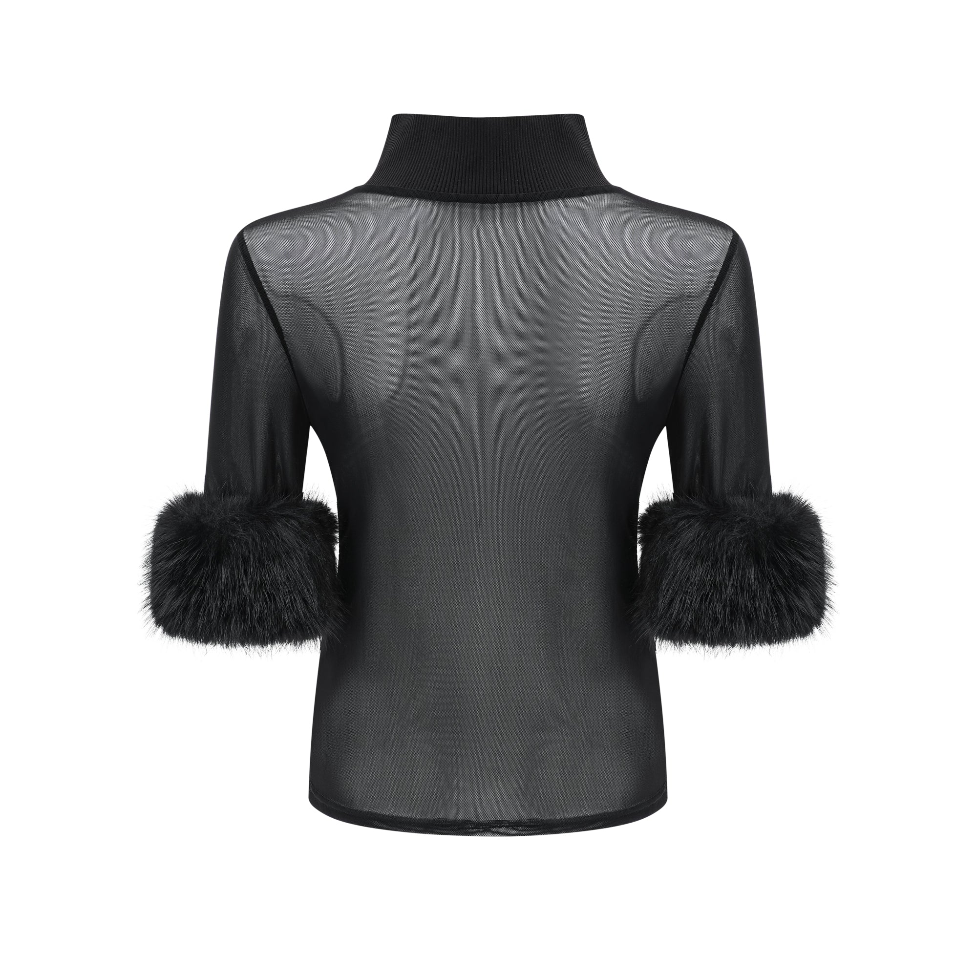Ségolène black faux-fur tulle top