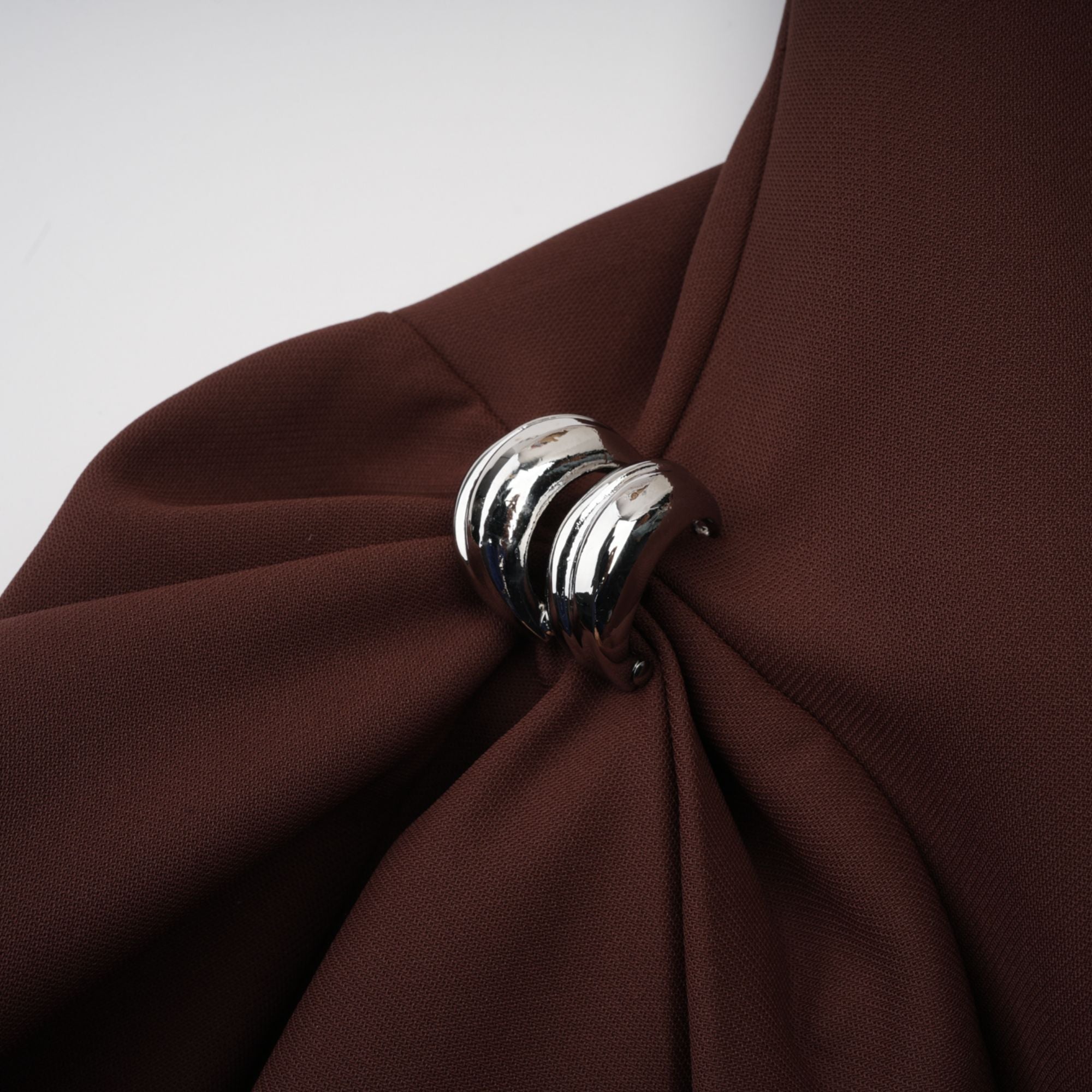 Jenifier brown asymmetrical-neck puff mini dress
