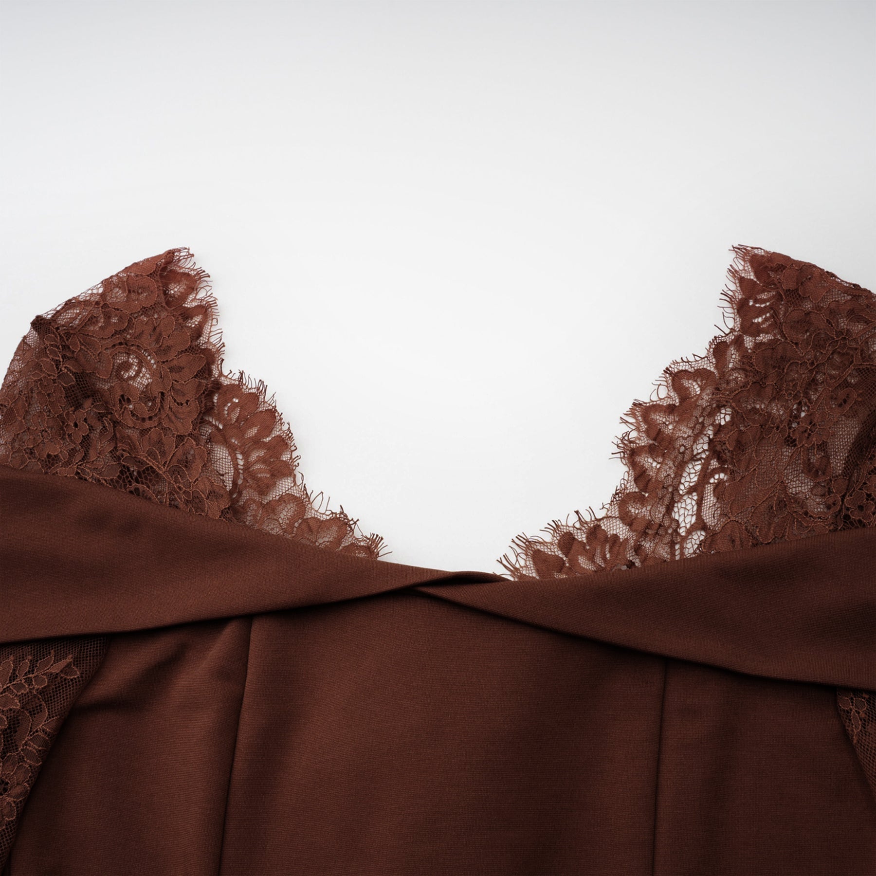 Georgiana Brown Lace Panel Flared Maxi Gown