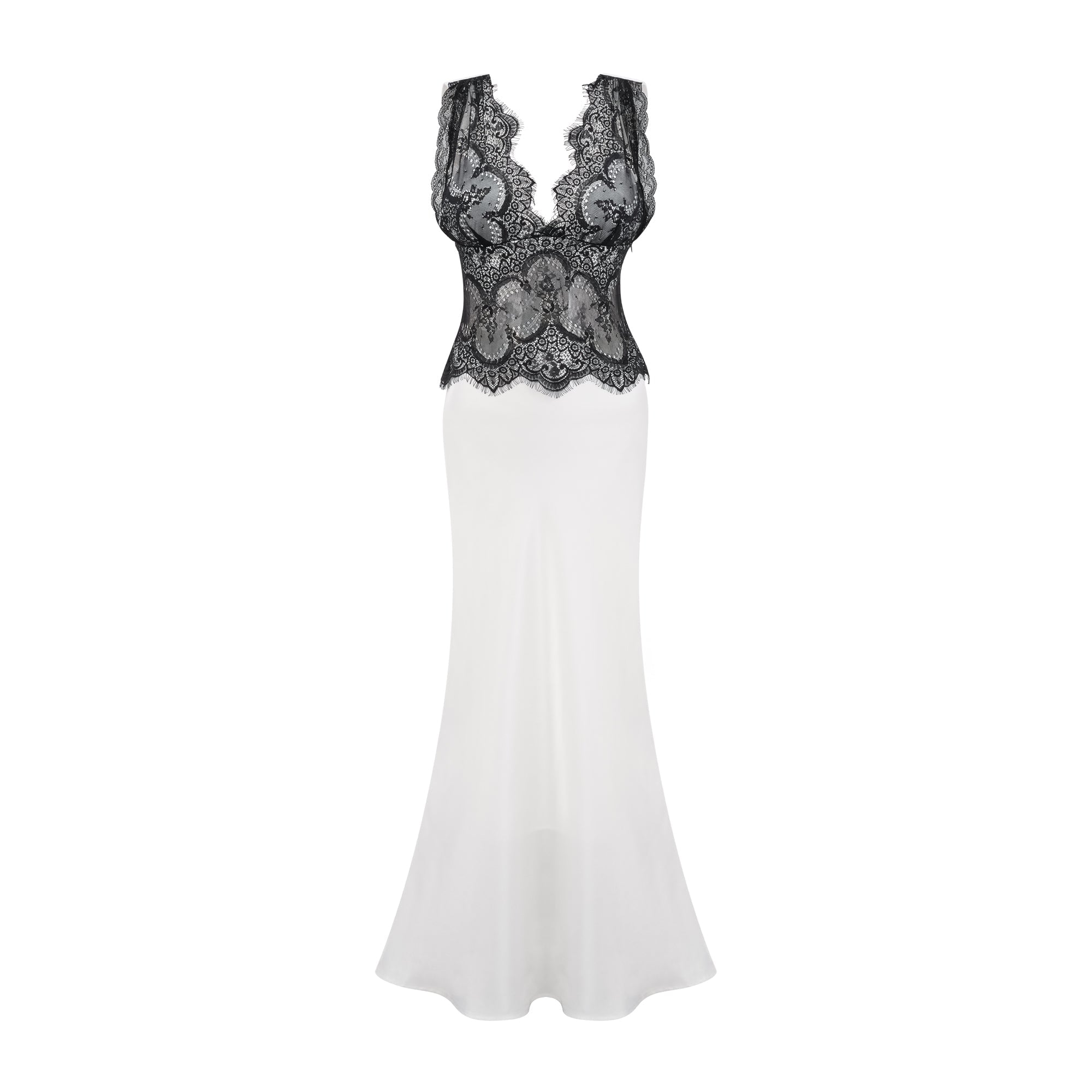 Éléonore Two Tone Lace Detail Maxi Dress