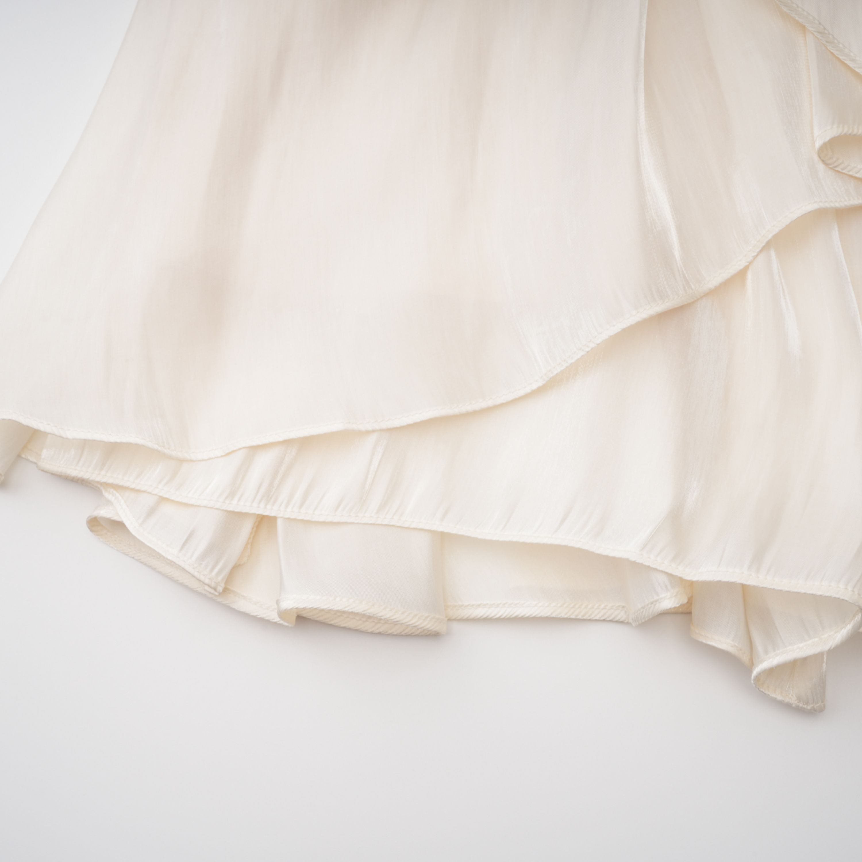 Gustave Neutral Ruched Cape Ruffled Maxi Dress