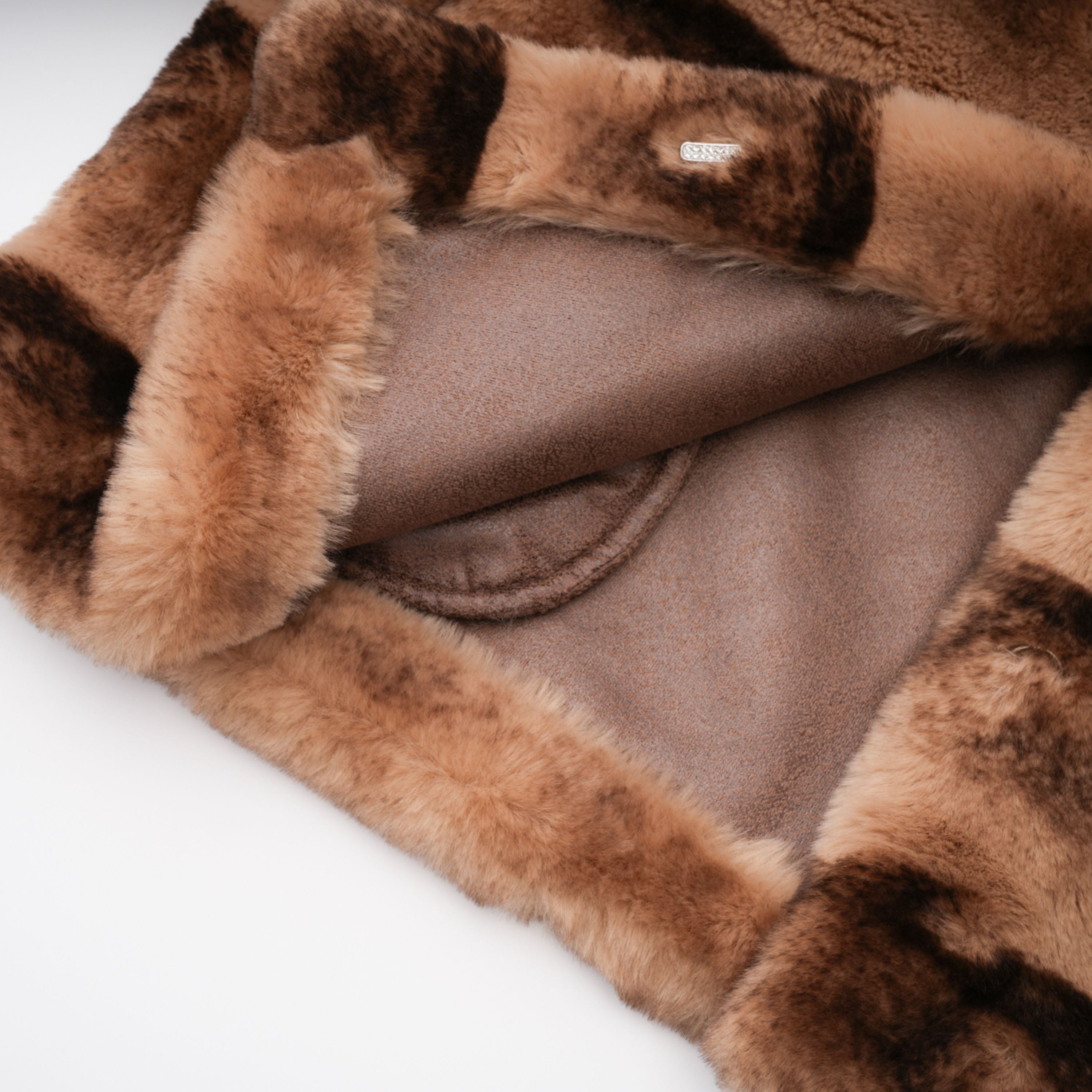 Alina Brown Gradient Faux Fur Short Coat