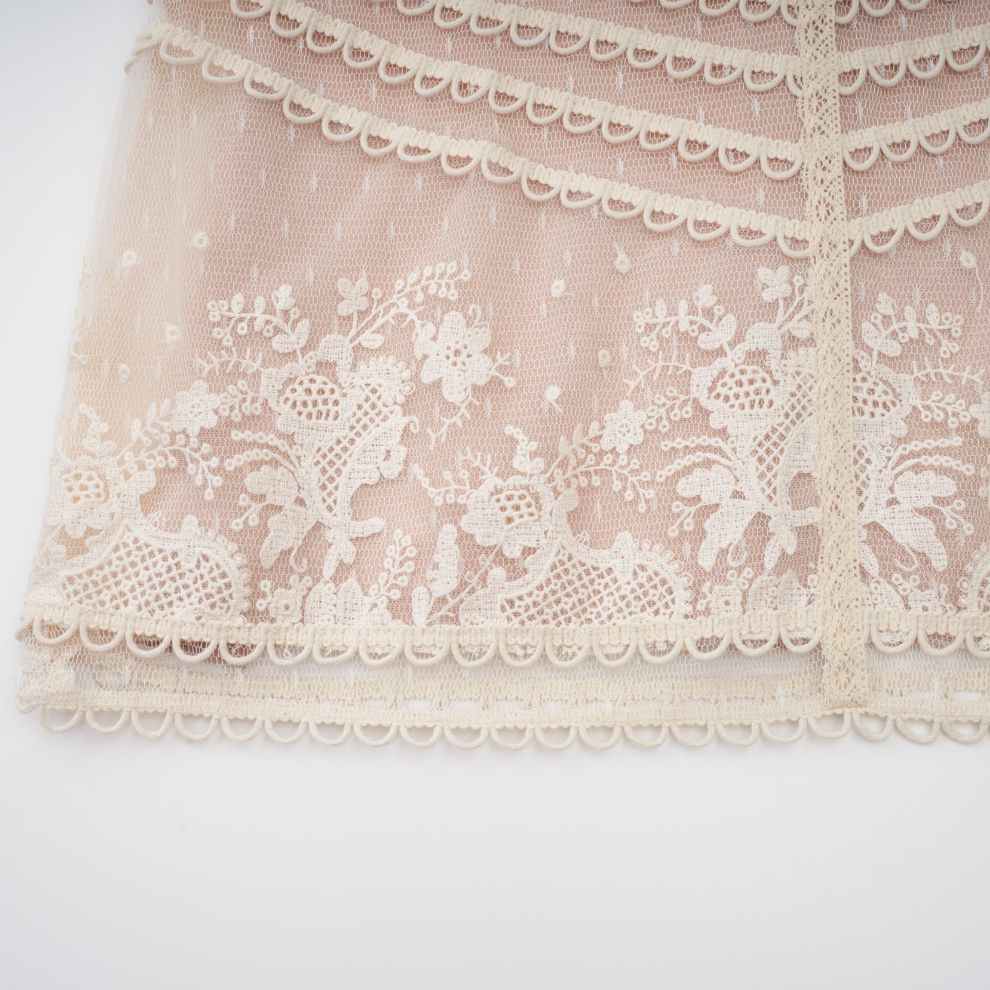 Fleur floral-embroidered lace midi dress in Neutrals