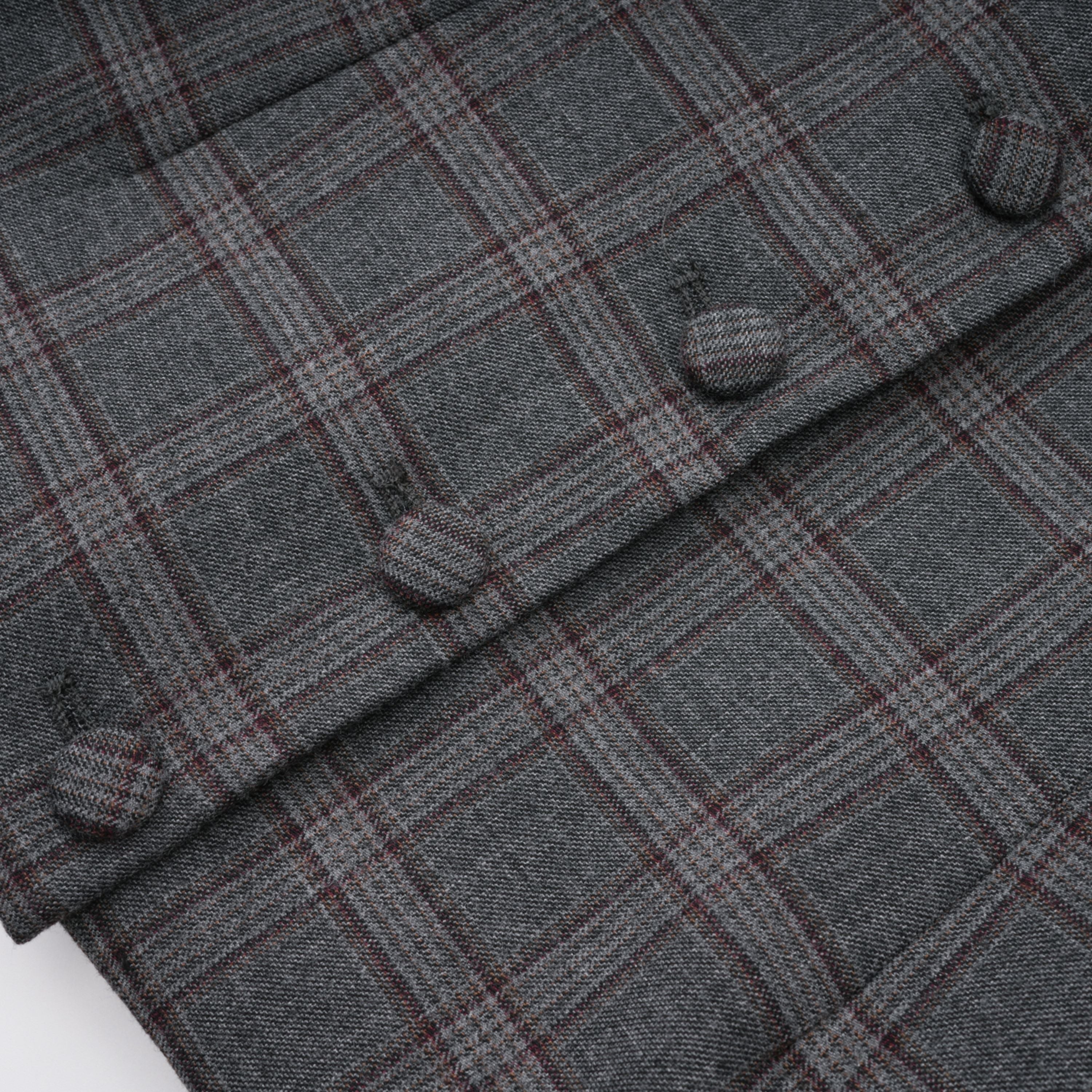 Serena Grey Cut Out Checked Blazer & Skirt Set