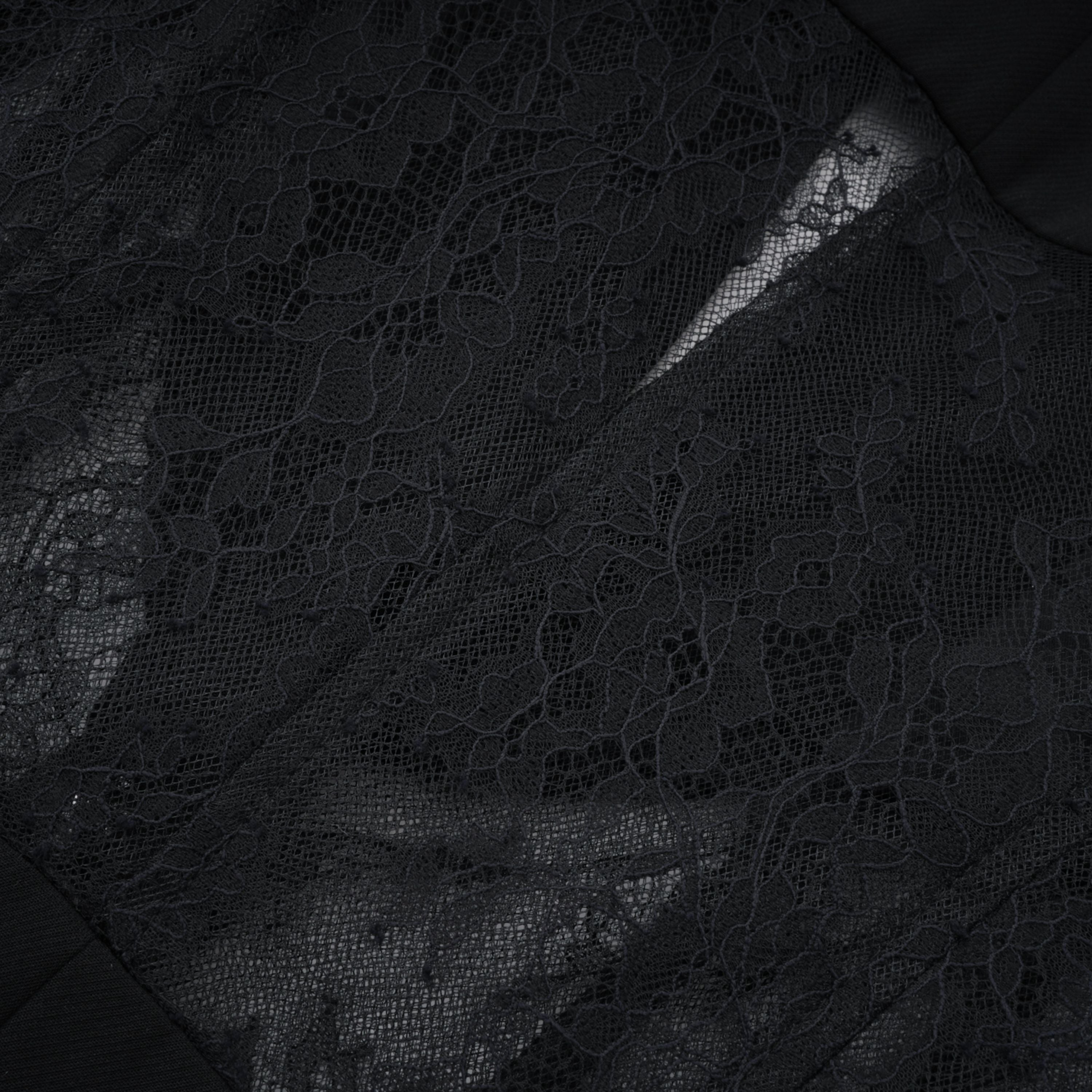 Verena Black Floral Lace Panel Blazer