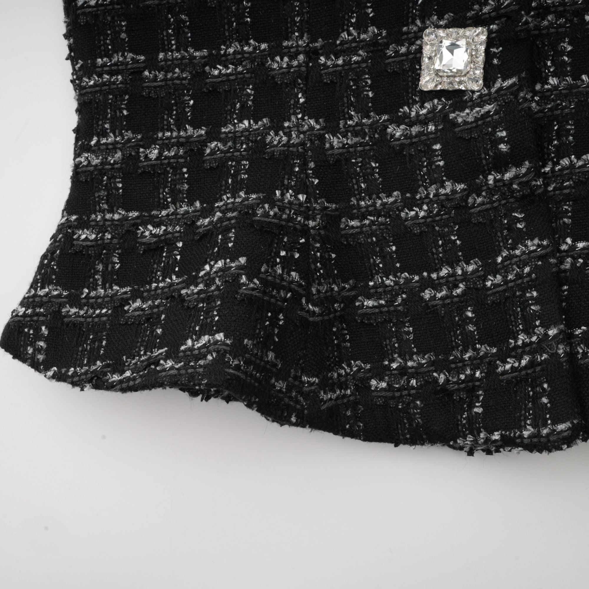 Axelle black checked tweed vest top & skirt matching set