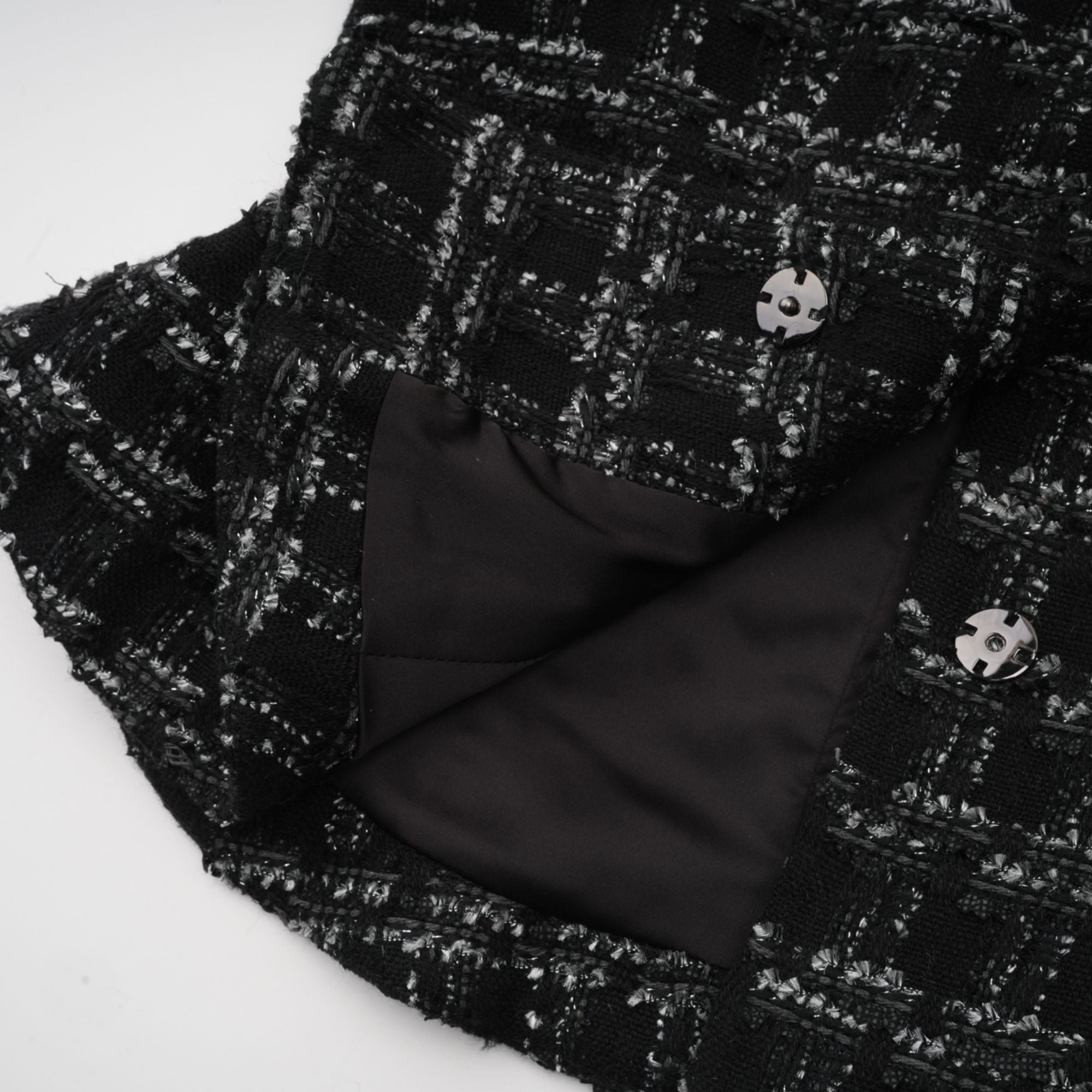 Axelle black checked tweed vest top & skirt matching set