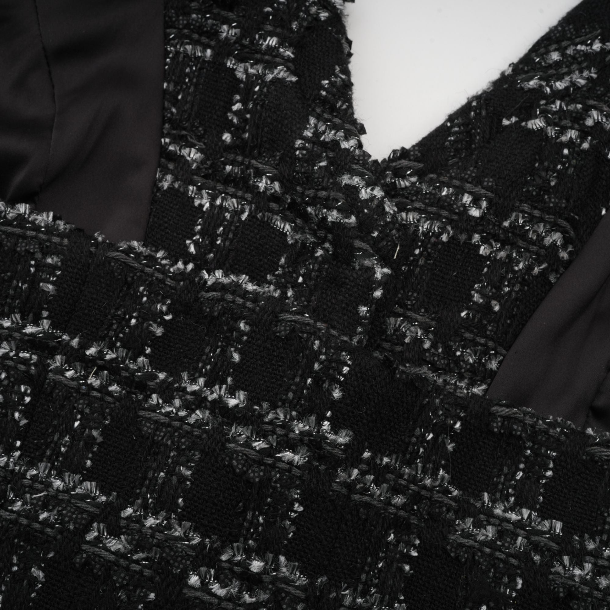 Axelle black checked tweed vest top & skirt matching set