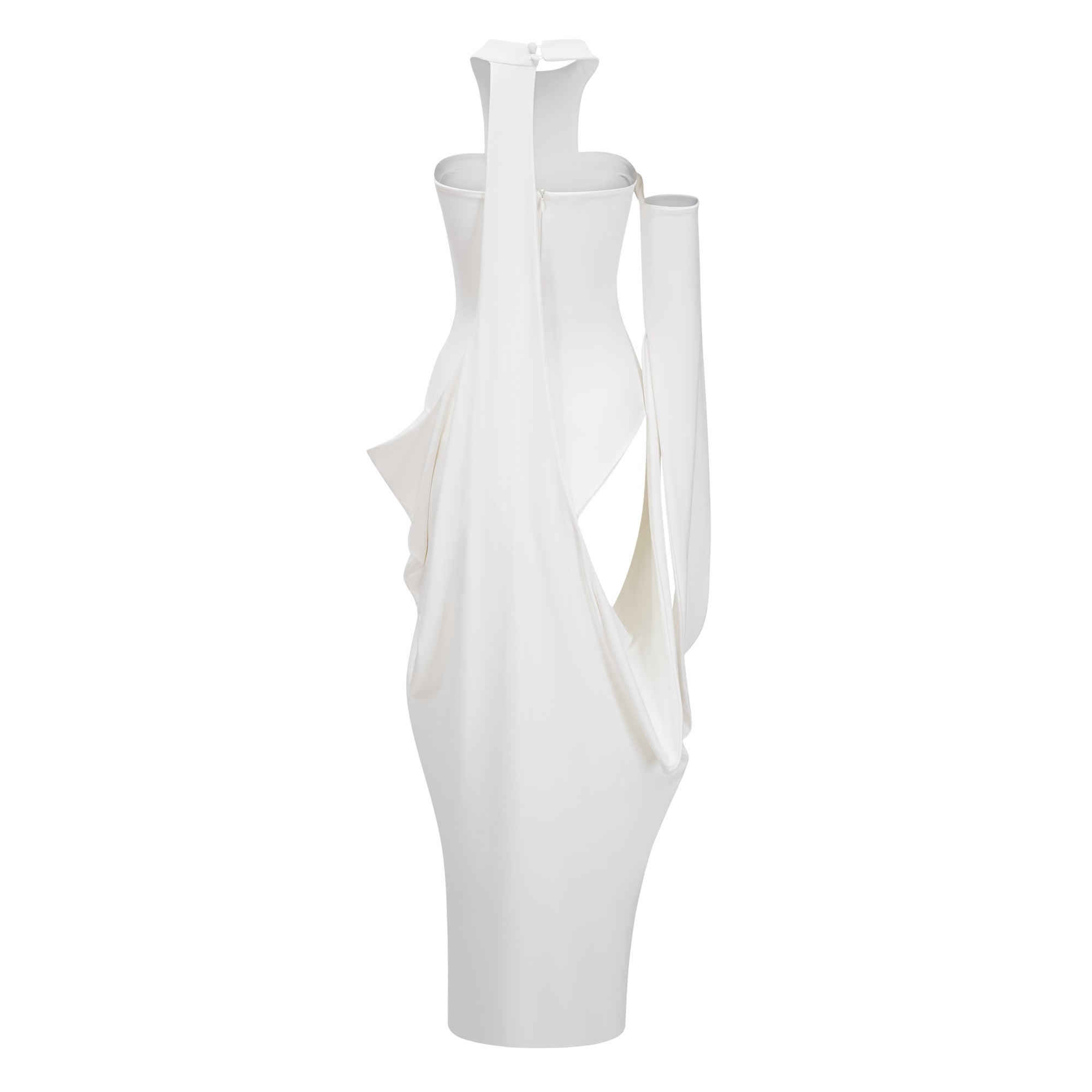 Elowen White Halter Neck Draped Maxi Dress