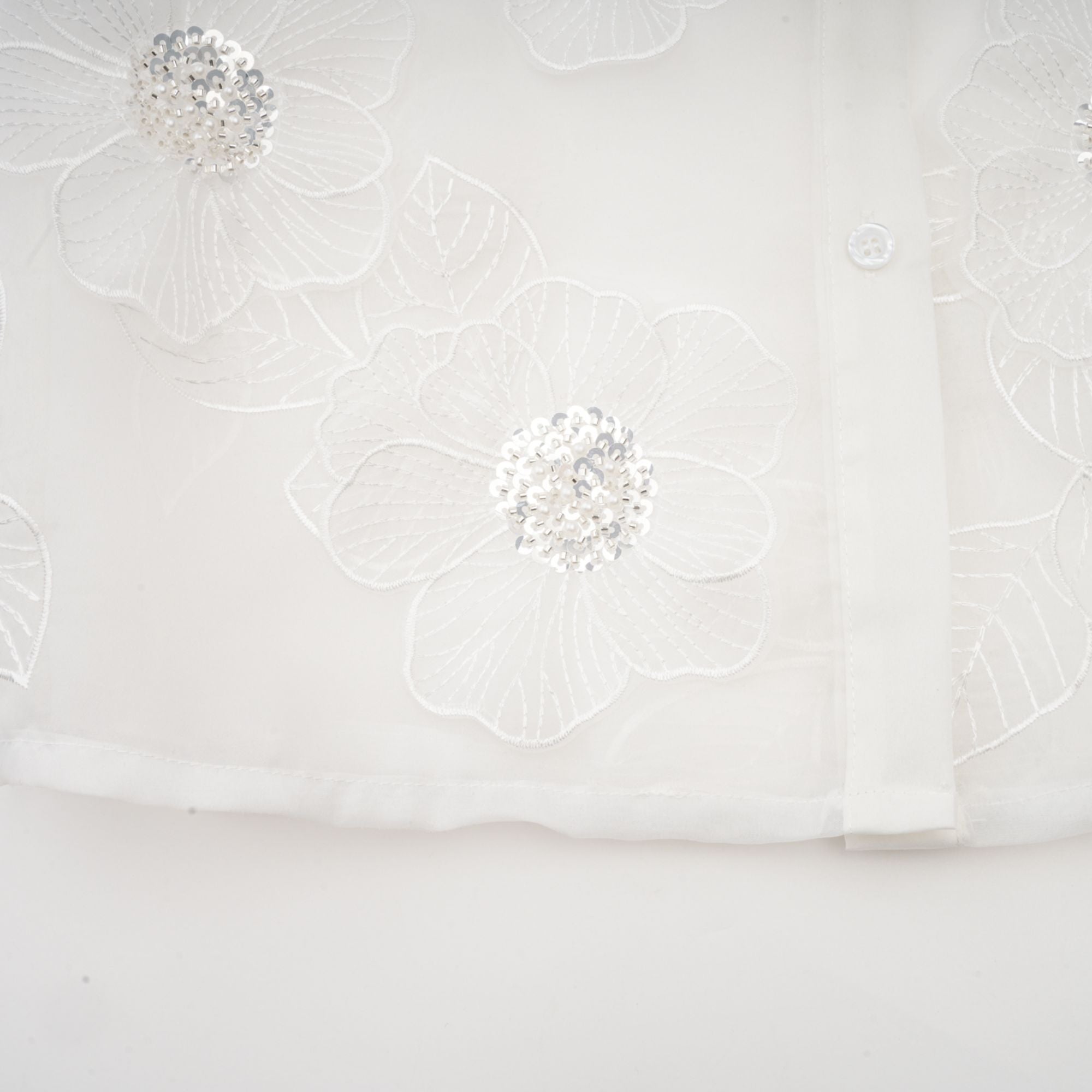Béatrix white embellished semi-sheer shirt