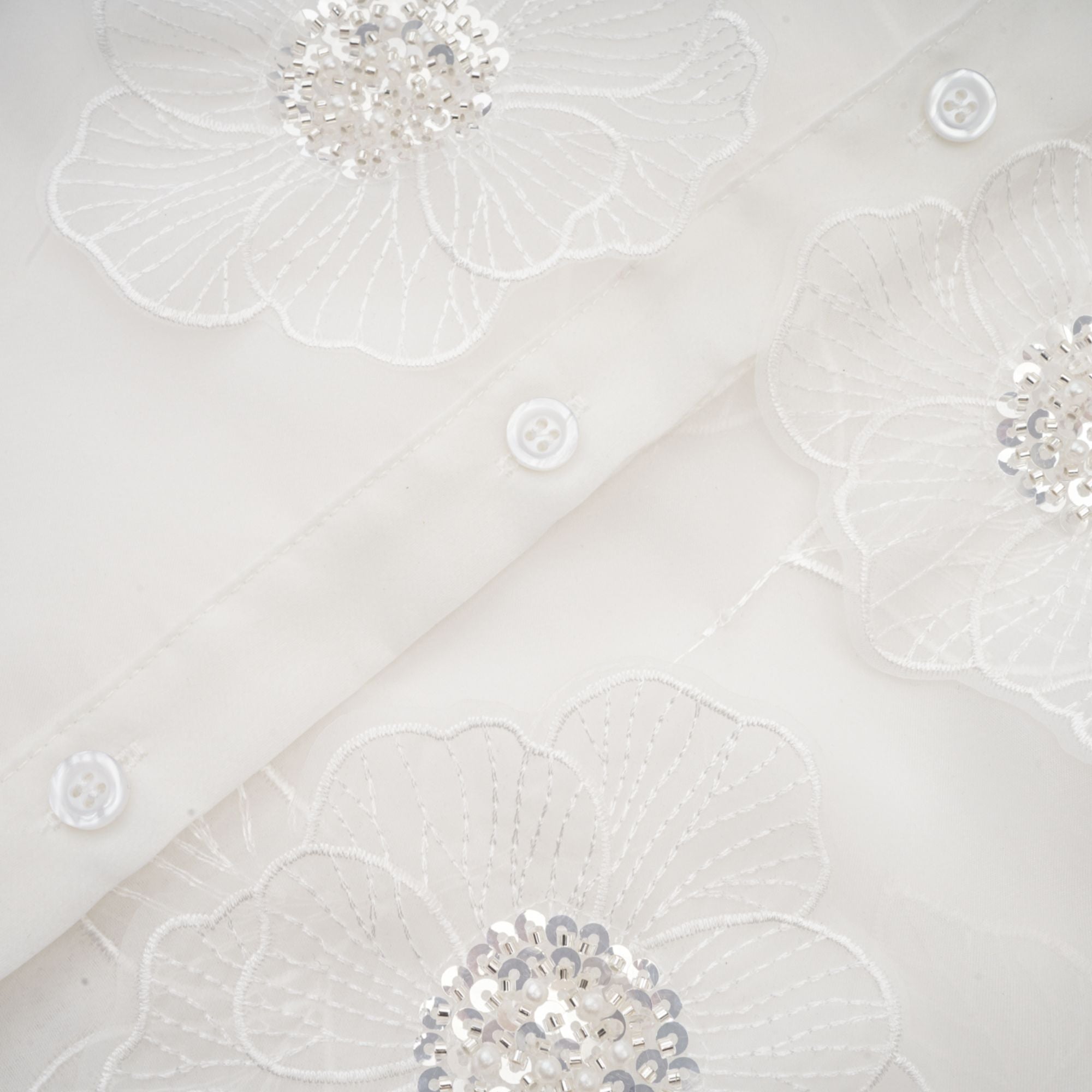 Béatrix white embellished semi-sheer shirt