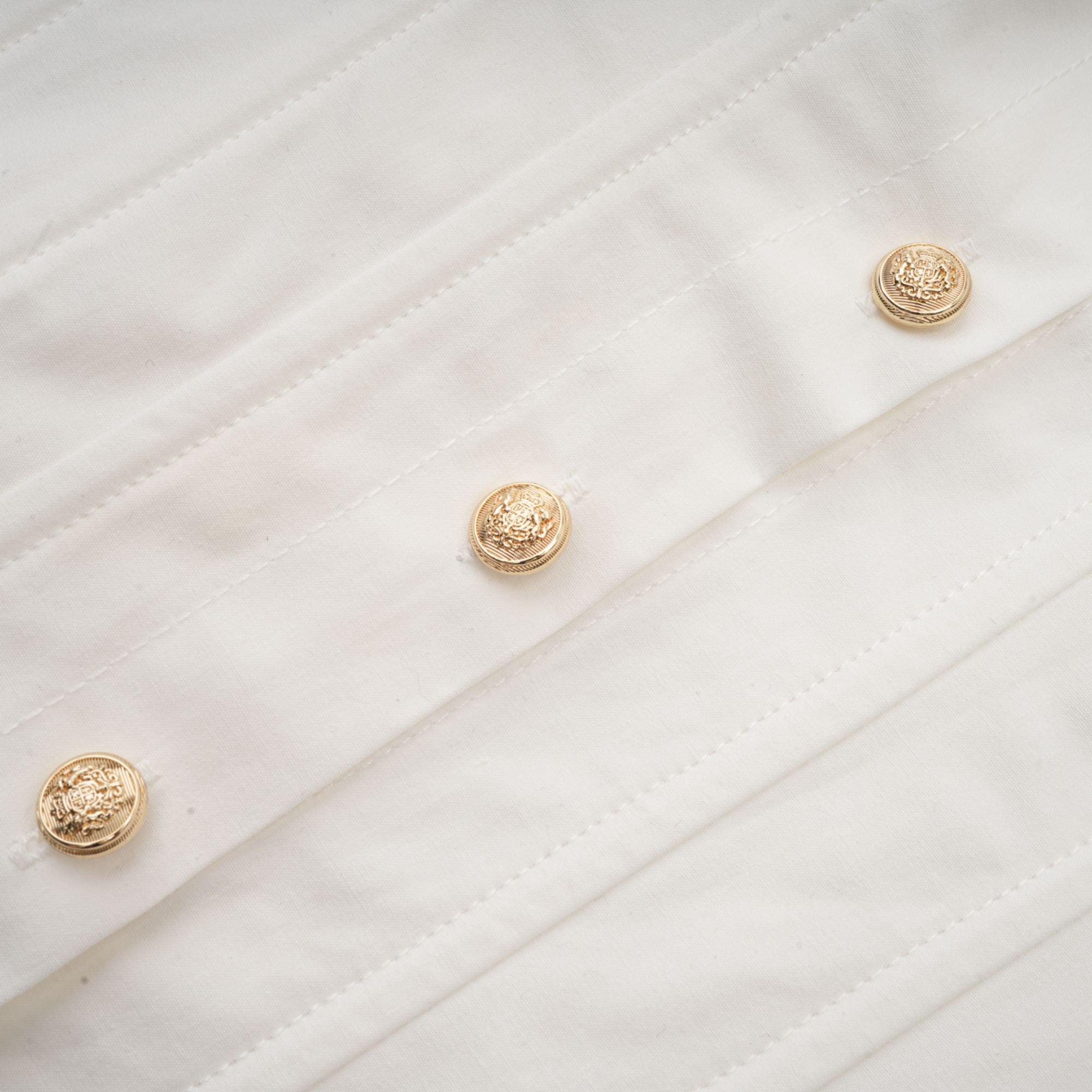Orlane white cinched-waist pleated mini shirt dress