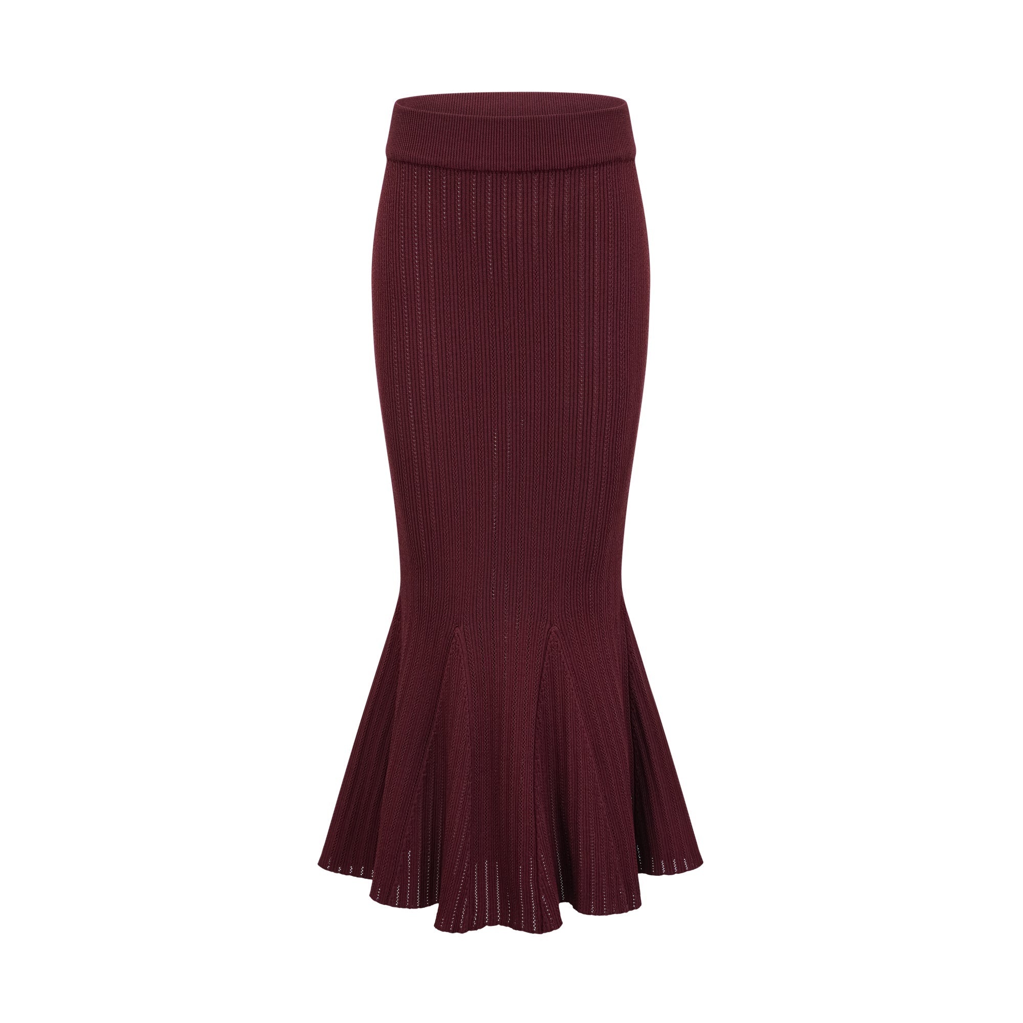 Corrine red ruffled knit top & skirt matching set