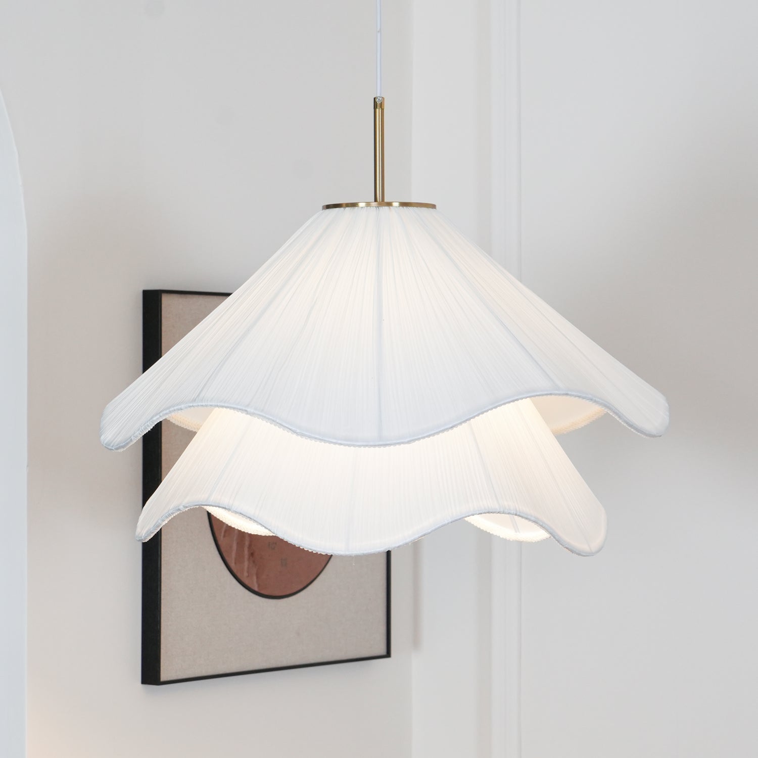 Pendant Light Layered Fabric Shade | Ceiling Mounted Fixture