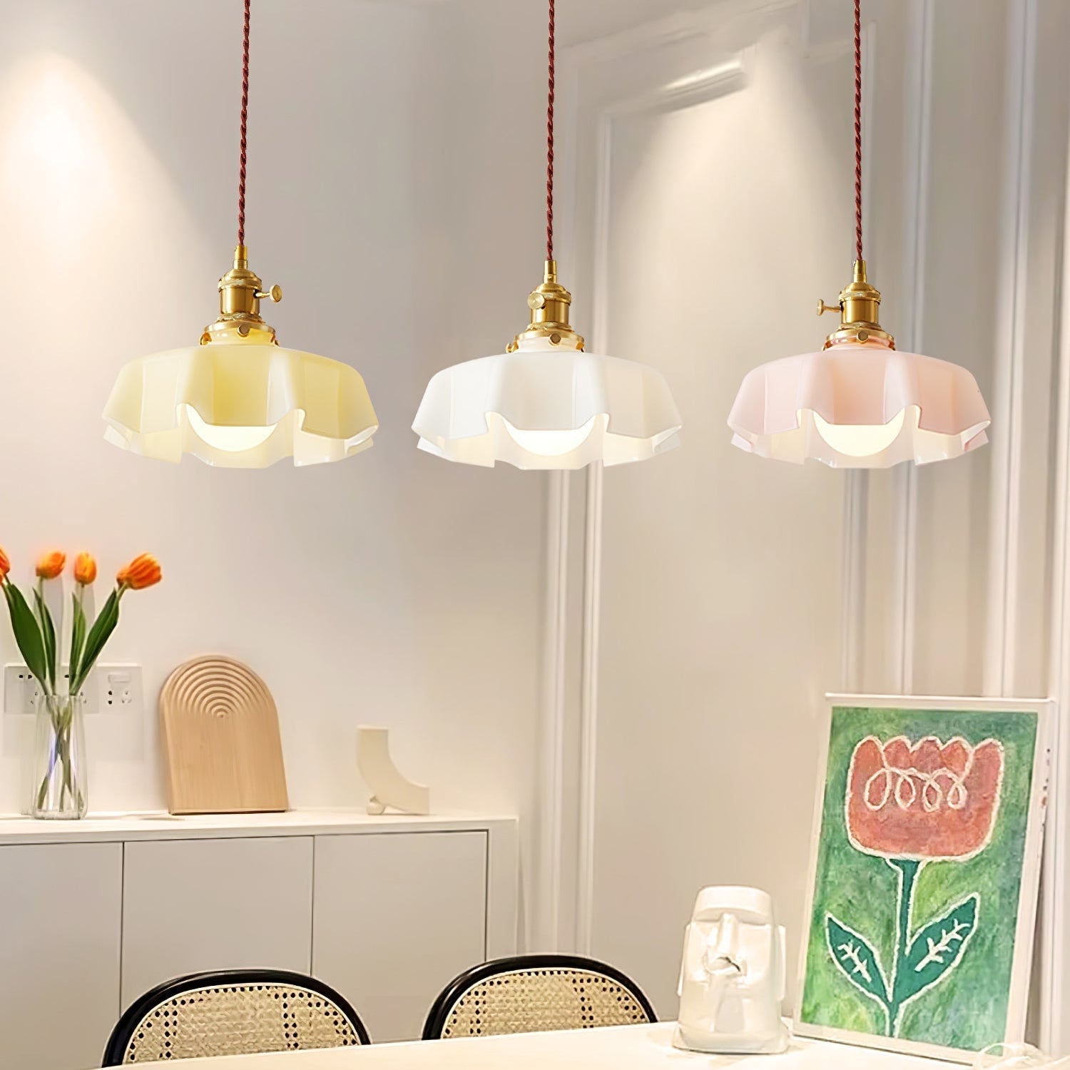 Pendant Light Scalloped | French Flower Ceiling Lamp