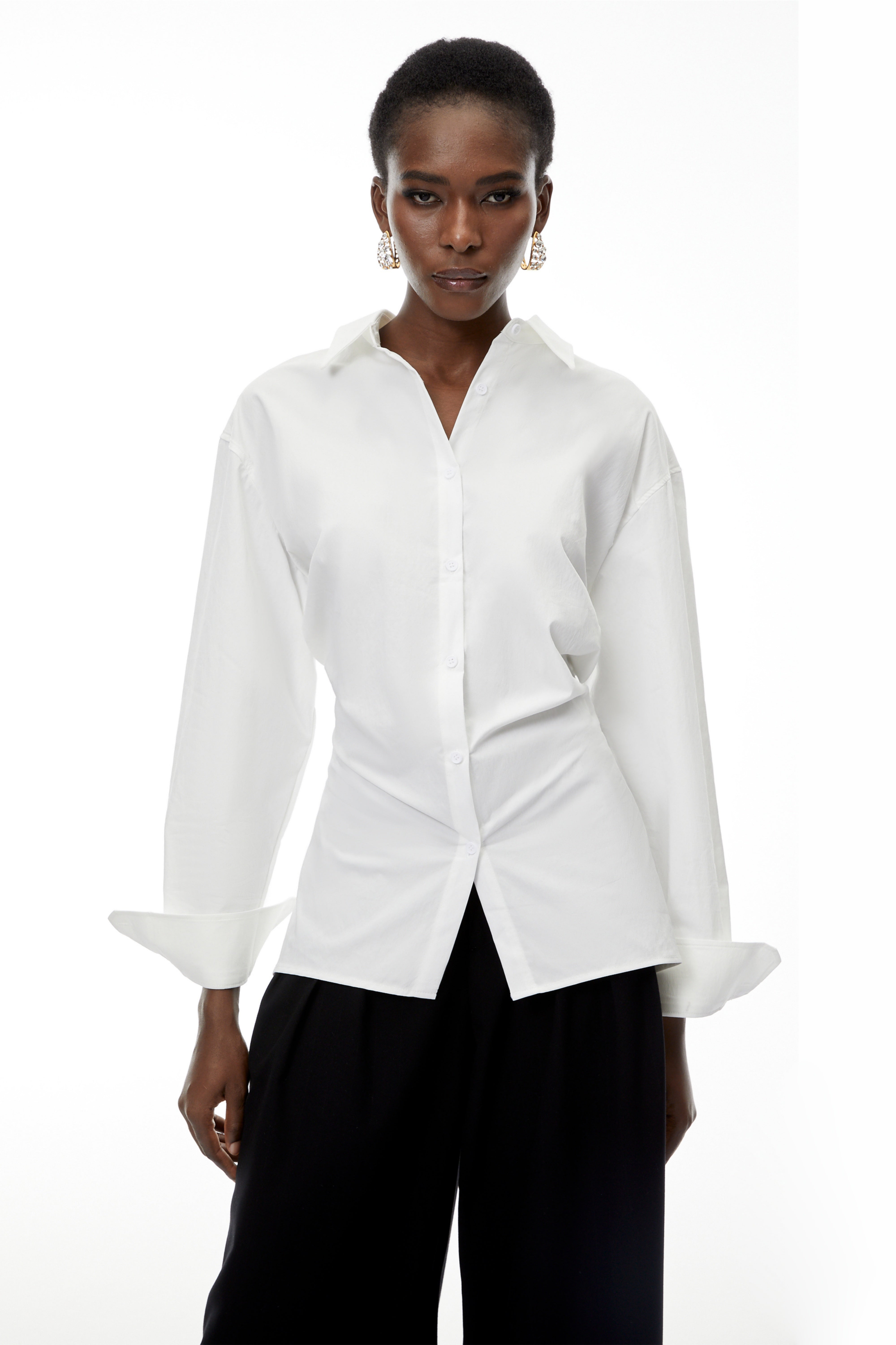 Gracie White Cinched Waist Shirt