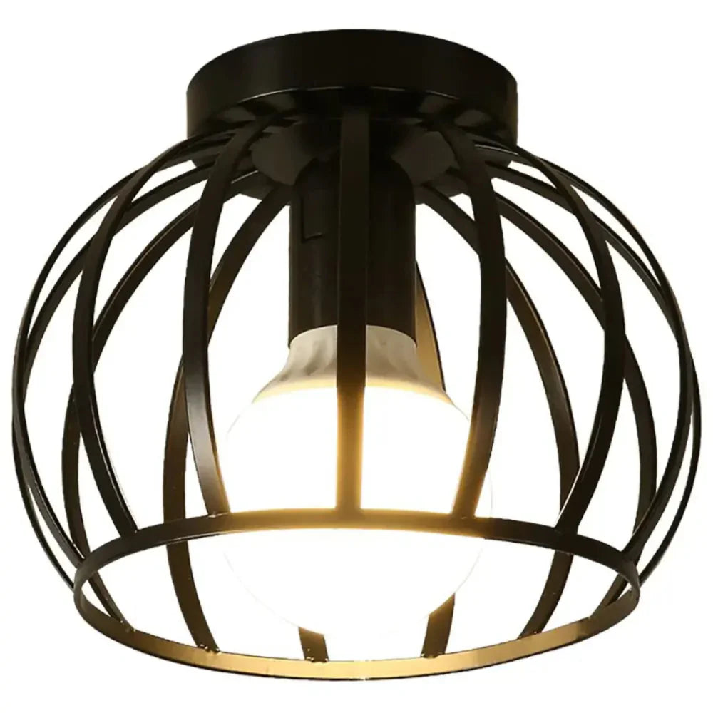 Hallway Vintage Ceiling Lights | Industrial Cage Flush Mount