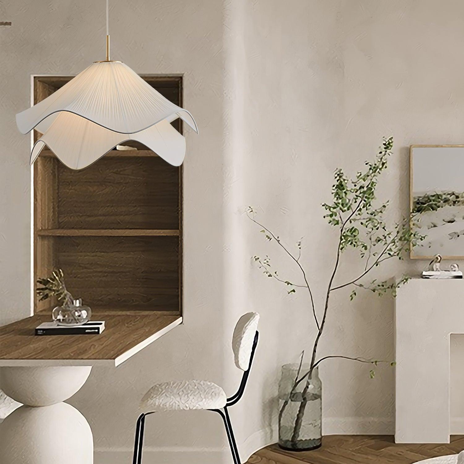 Pendant Light Layered Fabric Shade | Ceiling Mounted Fixture