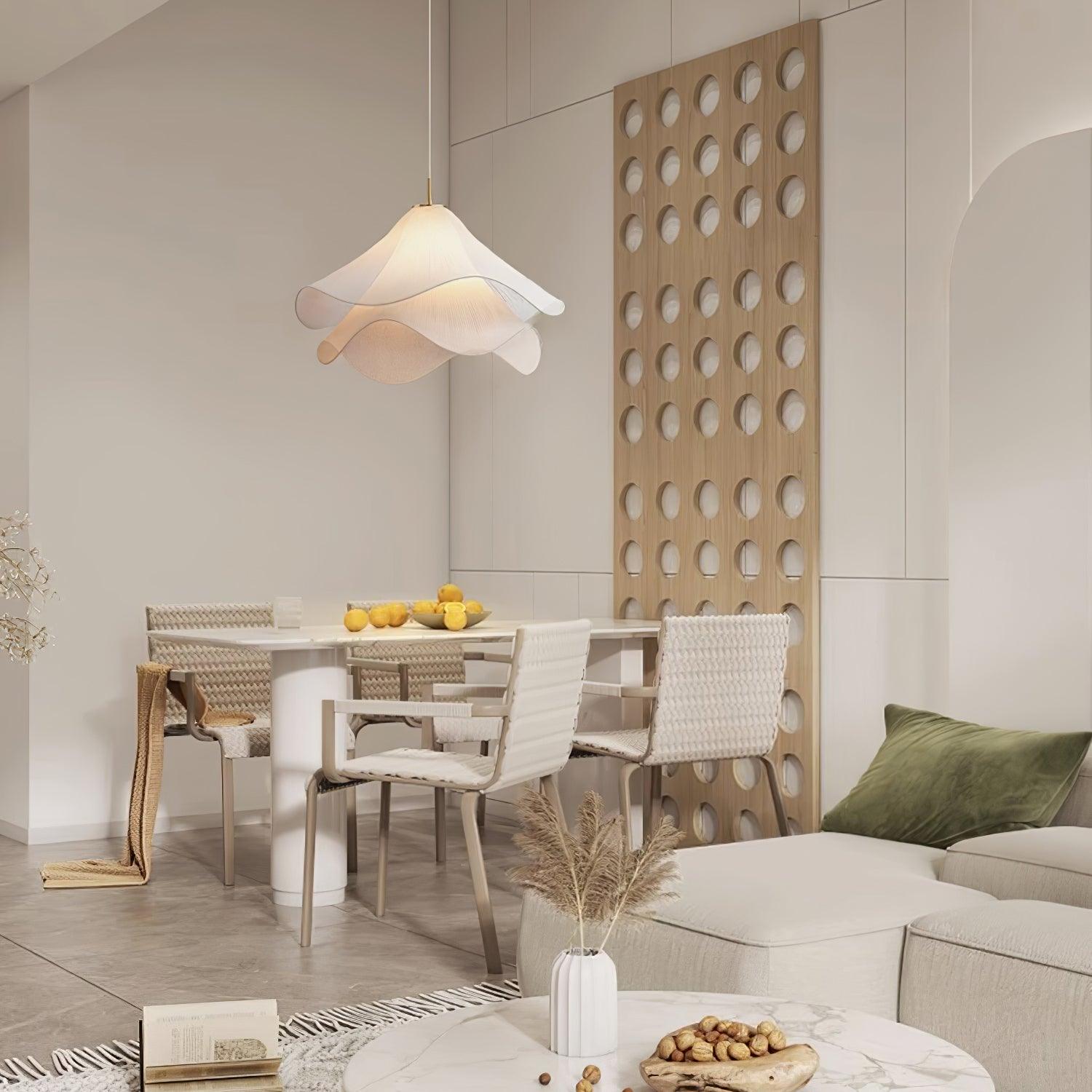 Pendant Light Layered Fabric Shade | Ceiling Mounted Fixture