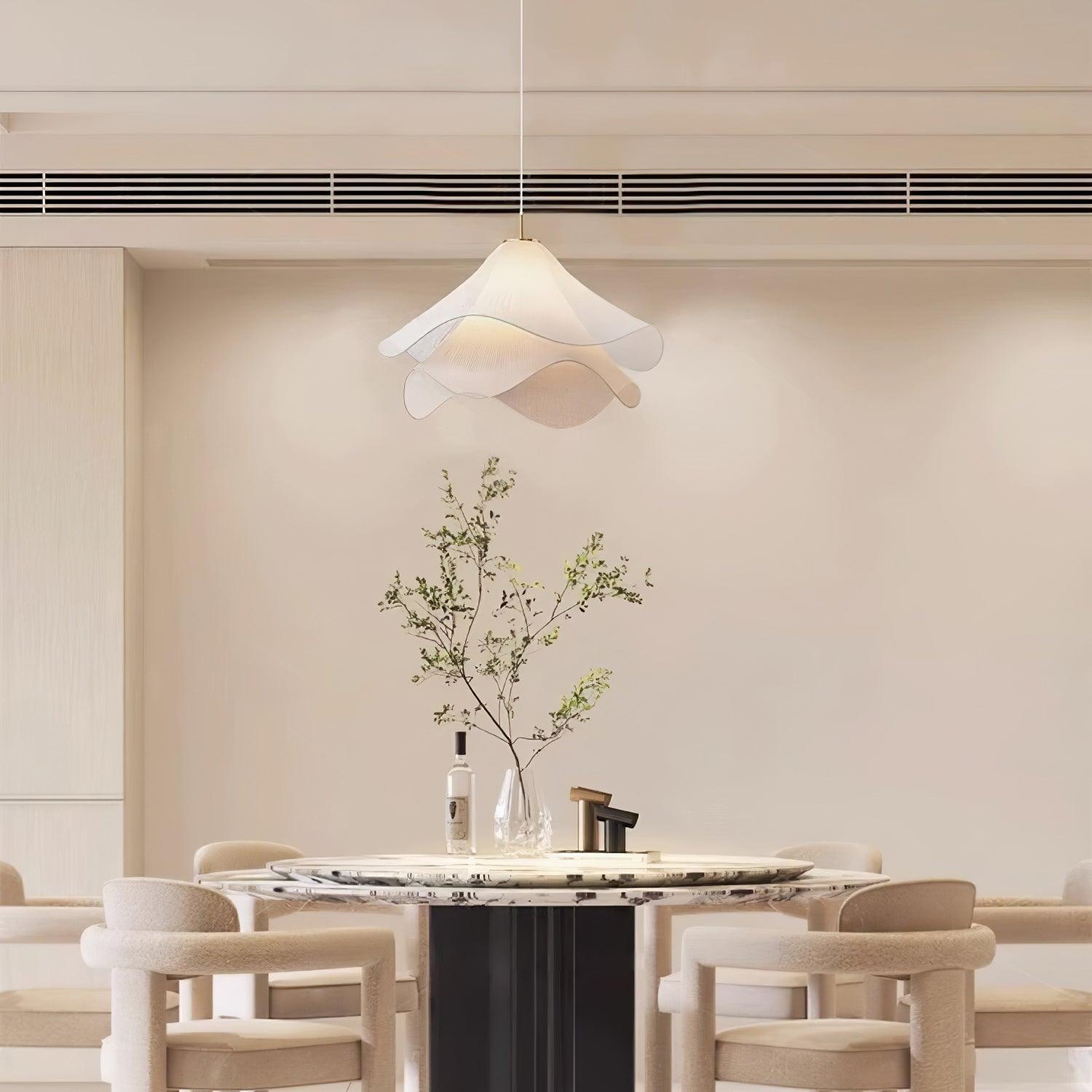 Pendant Light Layered Fabric Shade | Ceiling Mounted Fixture