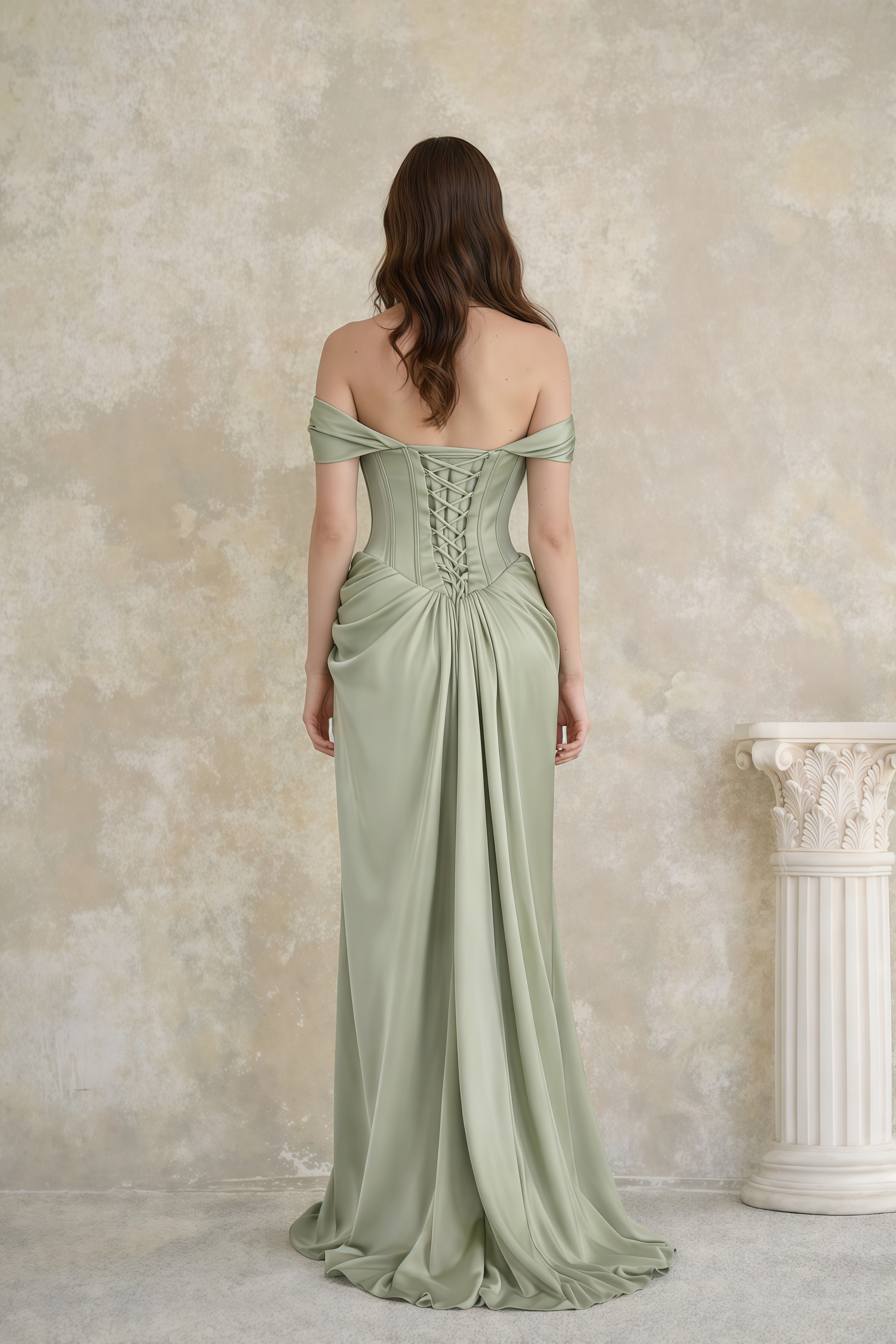 Mariella Green Halterneck Corset Maxi Gown